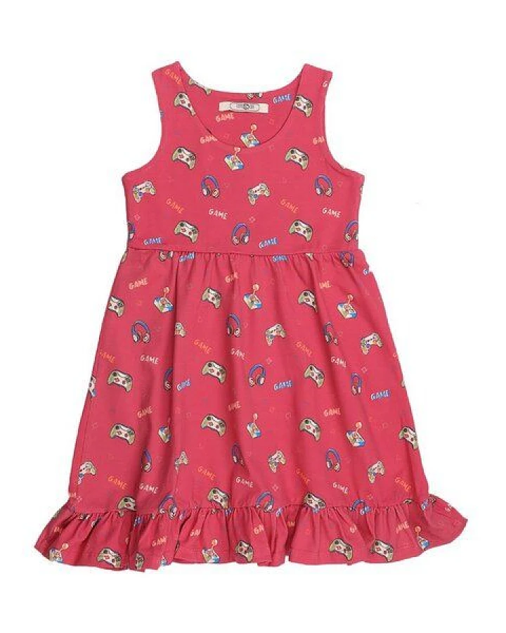Cotokids Kinder Kleid ärmellos Baumwolle, Rot, Allover-Muster, Walkiddy