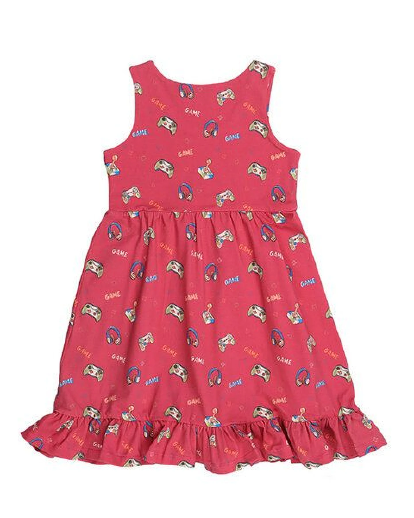 Cotokids Kinder Kleid ärmellos Baumwolle, Rot, Allover-Muster, Walkiddy – Ansicht 3