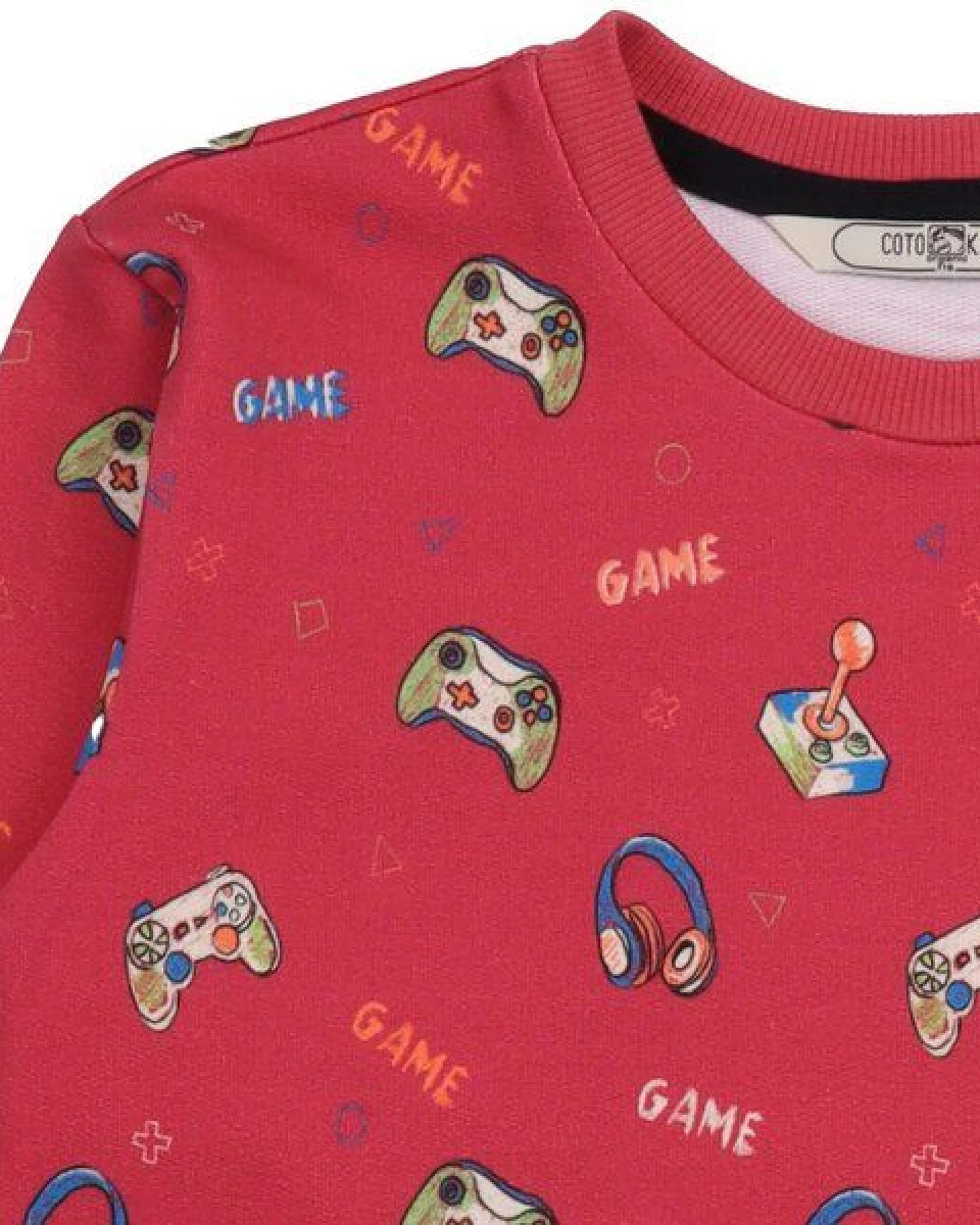 Cotokids Kinder Sweatshirt Baumwolle, Rot, Allover-Muster, Walkiddy – Ansicht 3