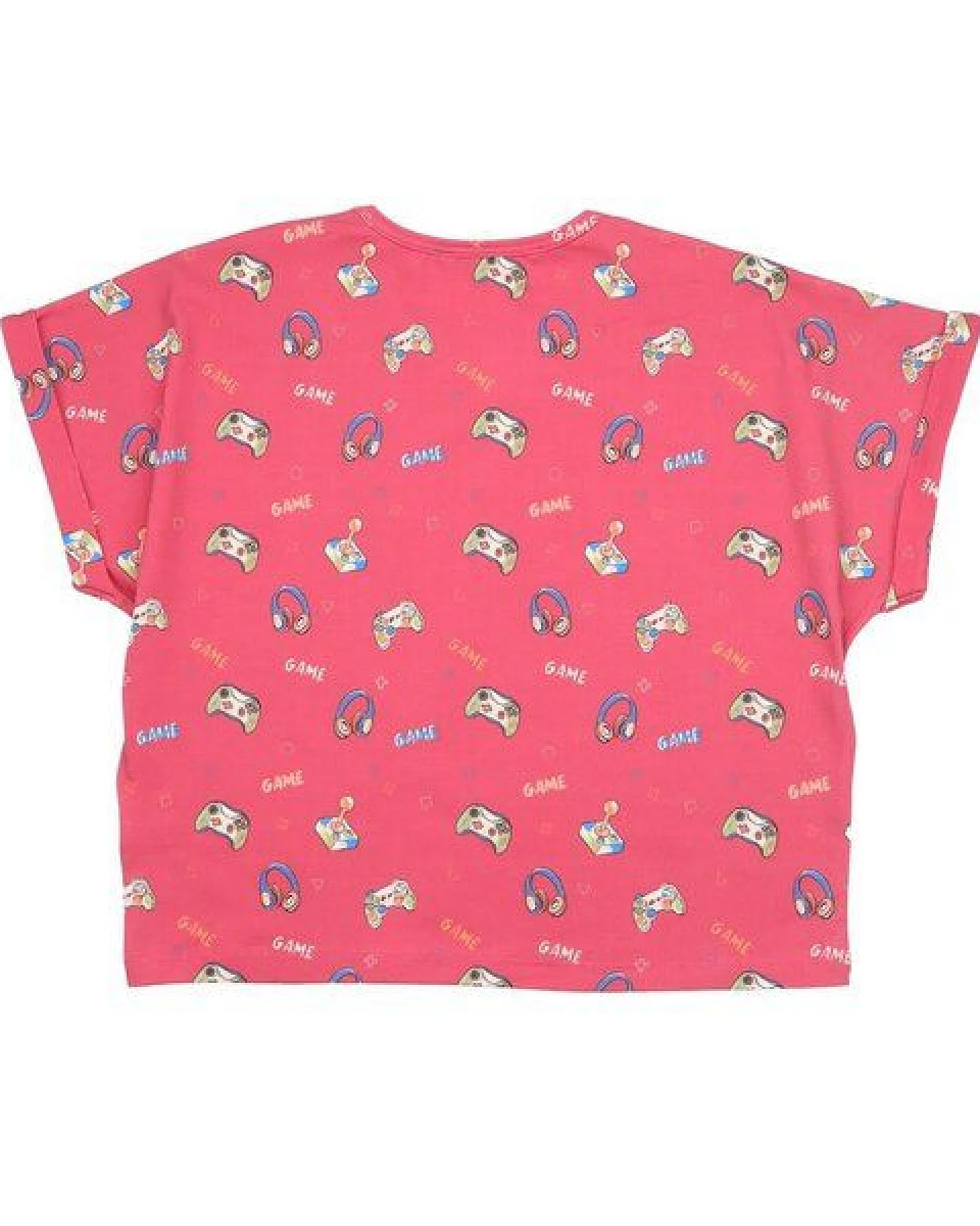 Cotokids Kinder T-Shirt – Rot mit Allover-Print, weich & bequem, kurzer Schnitt – Ansicht 3