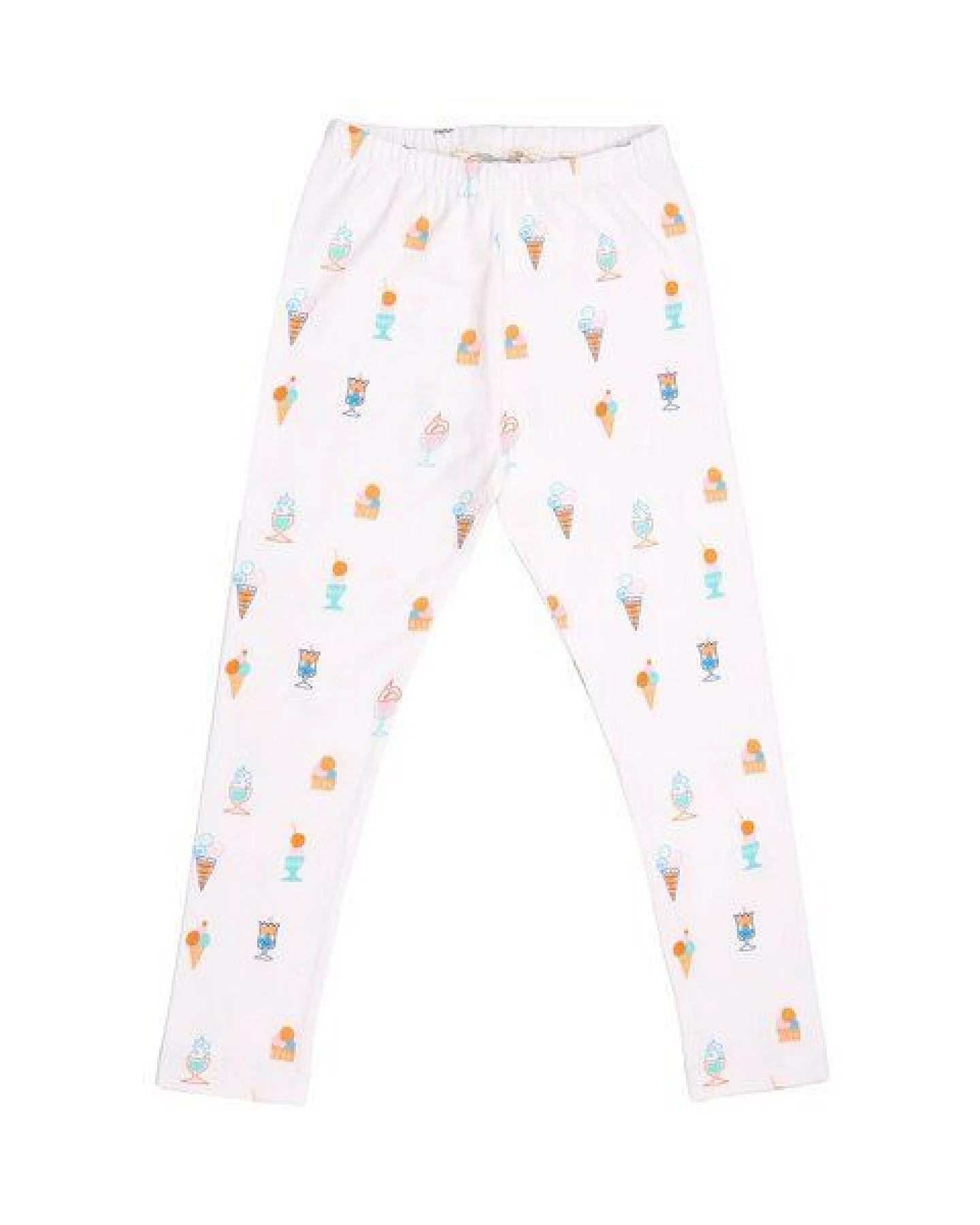 Cotokids Kinder Leggings GOTS zertifiziert, Bio-Baumwolle, cremeweiß, Eiscreme-Muster, weich & elastisch – Walkiddy – Ansicht 2