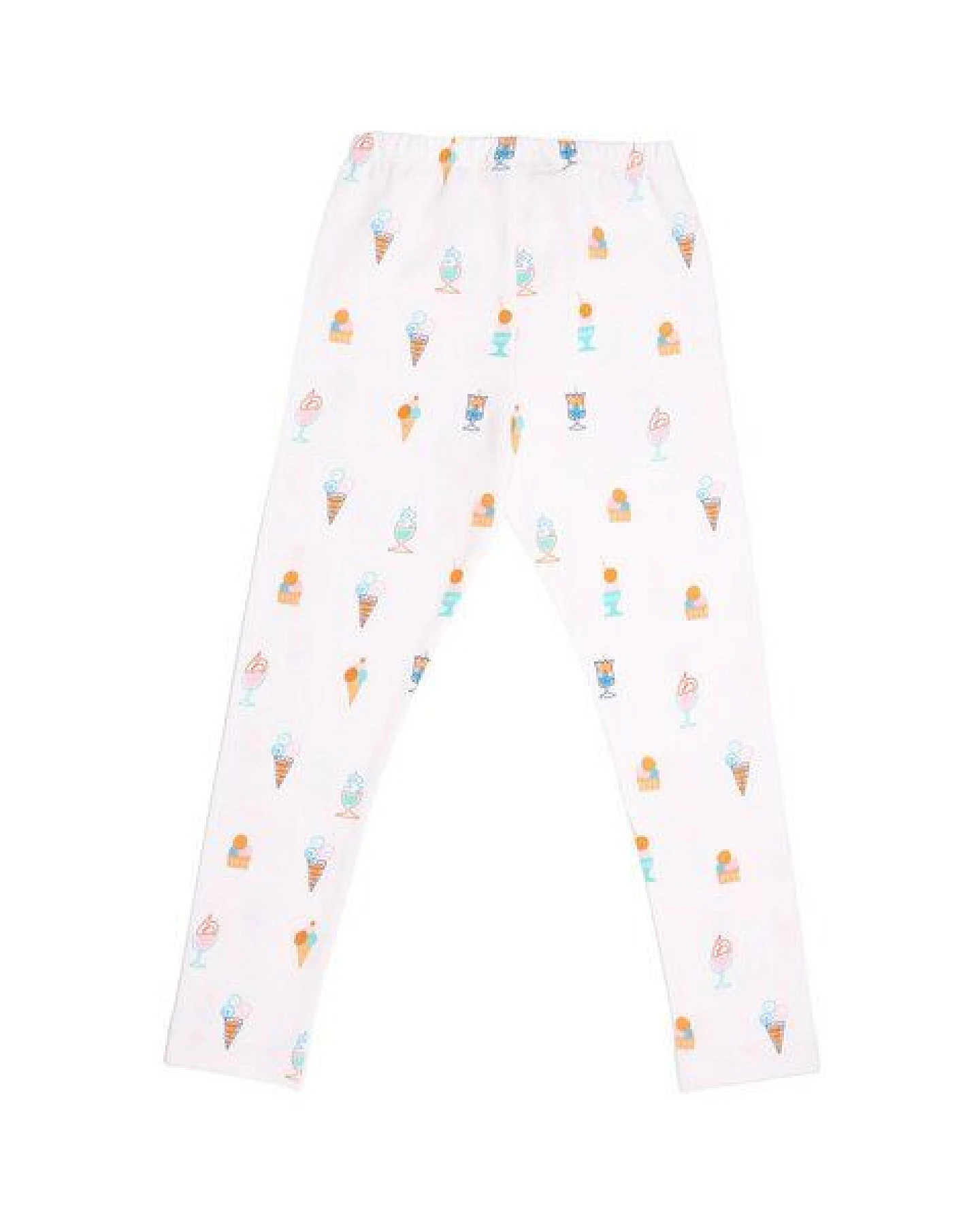 Cotokids Kinder Leggings GOTS zertifiziert, Bio-Baumwolle, cremeweiß, Eiscreme-Muster, weich & elastisch – Walkiddy – Ansicht 3