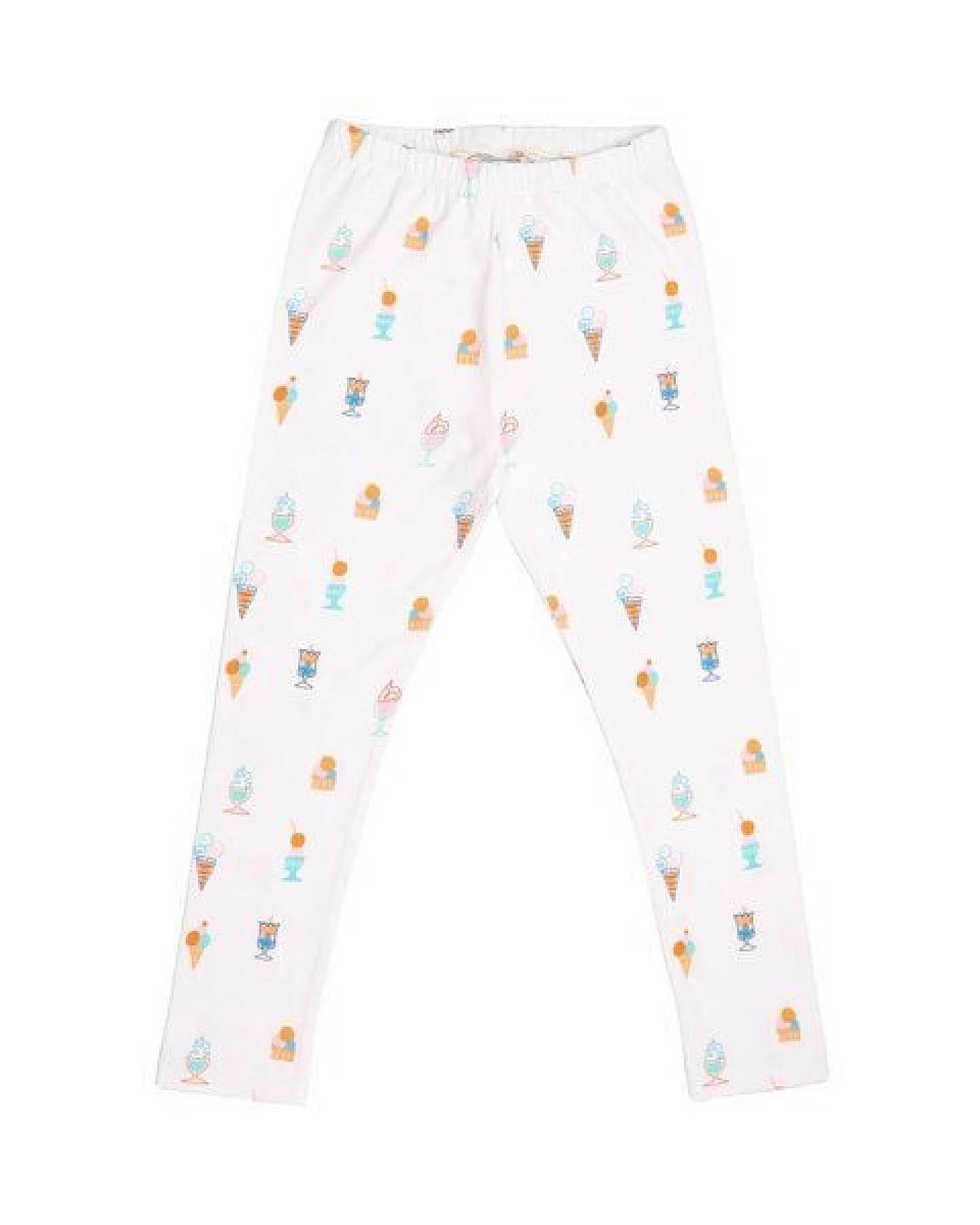 Cotokids Kinder Leggings GOTS zertifiziert, Bio-Baumwolle, cremeweiß, Eiscreme-Muster, weich & elastisch – Walkiddy – Ansicht 4
