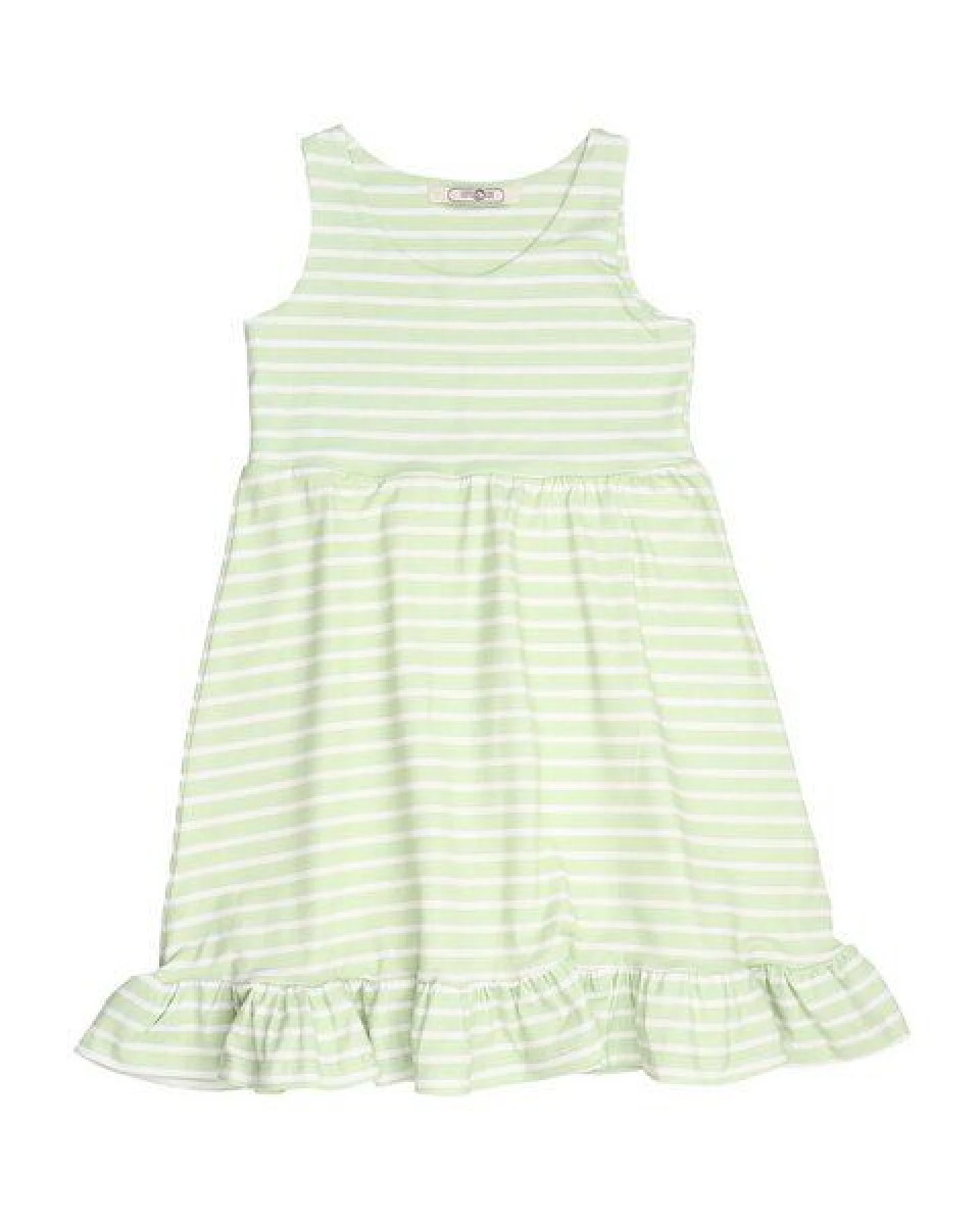 Cotokids Kinder Trägerkleid GOTS-zertifiziert aus Bio-Baumwolle, hellgrün gestreift, ärmellos, leicht & sommerlich – Walkiddy – Ansicht 2