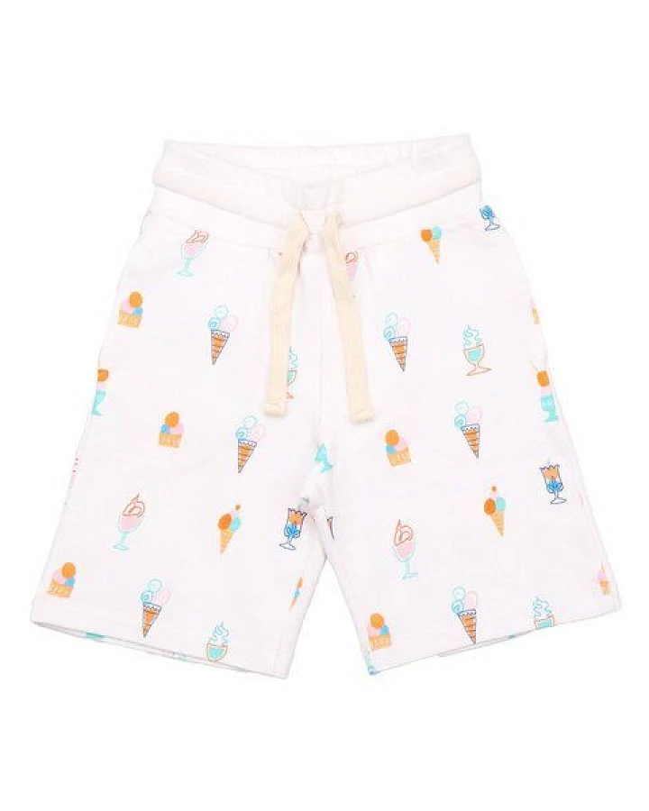 Cotokids Kinder Shorts – Weiß mit Eiscreme-Print, elastischer Bund, leicht & bequem, Sommer-Shorts