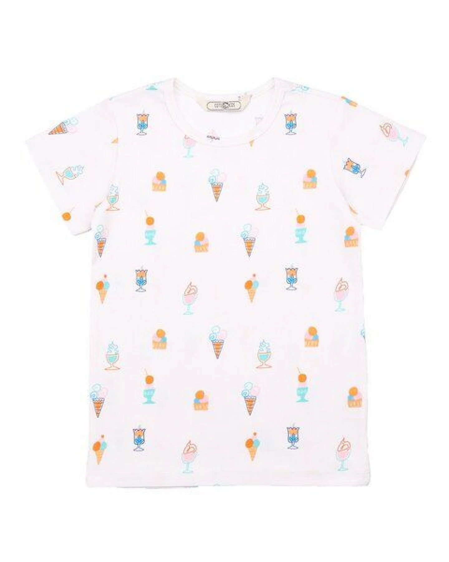 Cotokids Kinder T-Shirt GOTS zertifiziert, Bio-Baumwolle, creme, Eiscreme-Allover, weich & bequem – Walkiddy – Ansicht 2