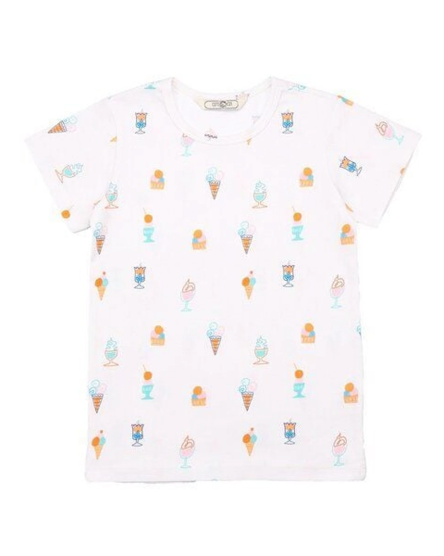 Cotokids Kinder T-Shirt GOTS zertifiziert, Bio-Baumwolle, creme, Eiscreme-Allover, weich & bequem – Walkiddy – Ansicht 4