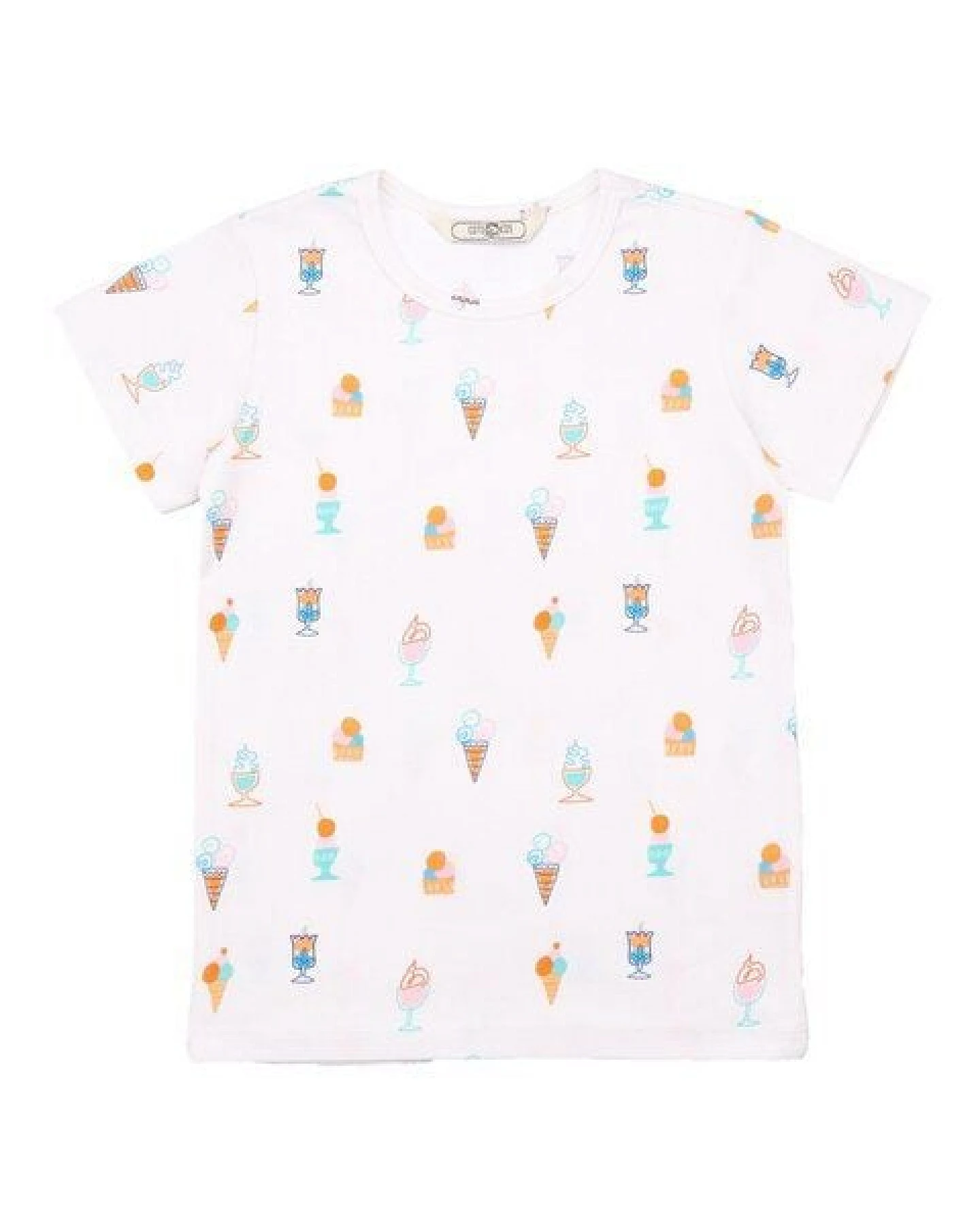 Cotokids Kinder T-Shirt GOTS zertifiziert, Bio-Baumwolle, creme, Eiscreme-Allover, weich & bequem – Walkiddy – Ansicht 2