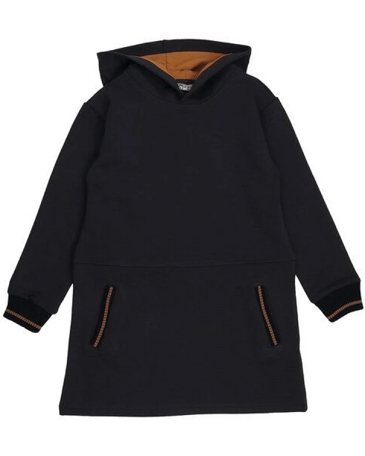 Cotokids Kinder Sweatkleid GOTS-zertifiziert aus Bio-Baumwolle anthrazit mit Kapuze – Walkiddy