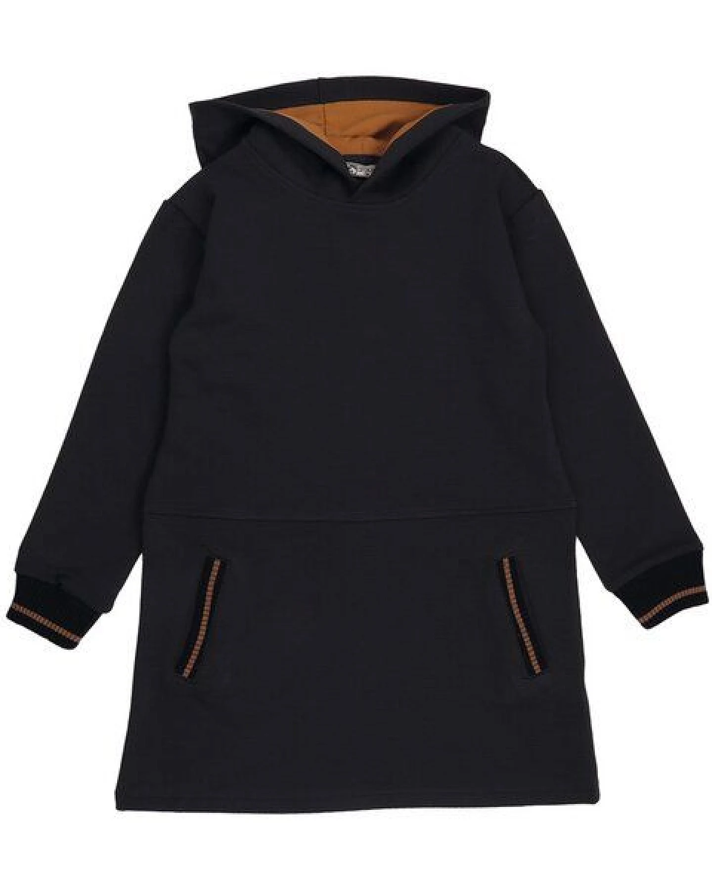 Cotokids Kinder Sweatkleid GOTS-zertifiziert aus Bio-Baumwolle anthrazit mit Kapuze – Walkiddy – Ansicht 2