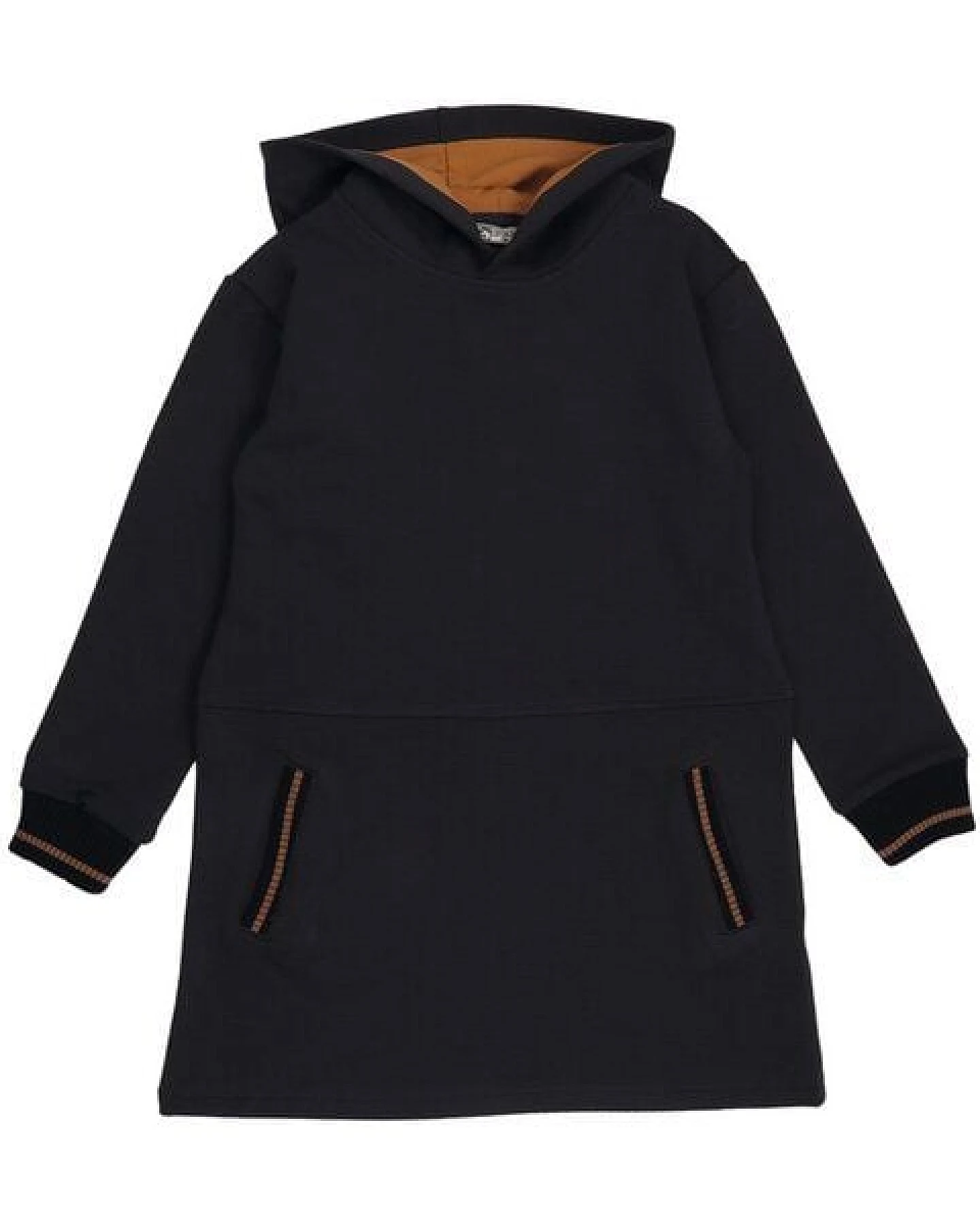 Cotokids Kinder Sweatkleid GOTS-zertifiziert aus Bio-Baumwolle anthrazit mit Kapuze – Walkiddy – Ansicht 2