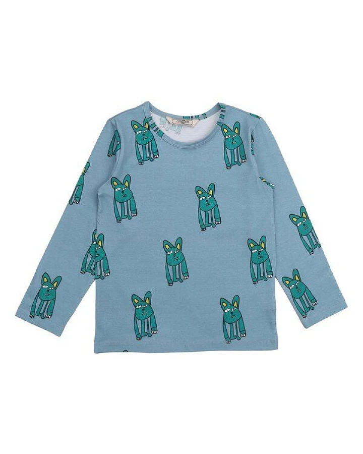 Cotokids Kinder Langarmshirt GOTS zertifiziert, Bio-Baumwolle, blau, Monster-Print, weich & bequem, Alltag – Walkiddy