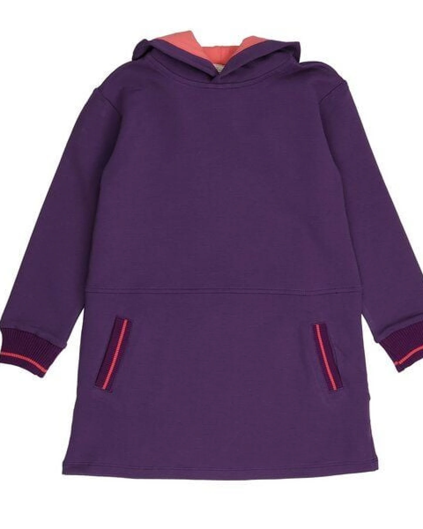 Cotokids Kinder Sweatkleid GOTS-zertifiziert aus Bio-Baumwolle, lila „Mysterious Purple“ mit Kapuze & Taschen, langarm – Walkiddy – Ansicht 2