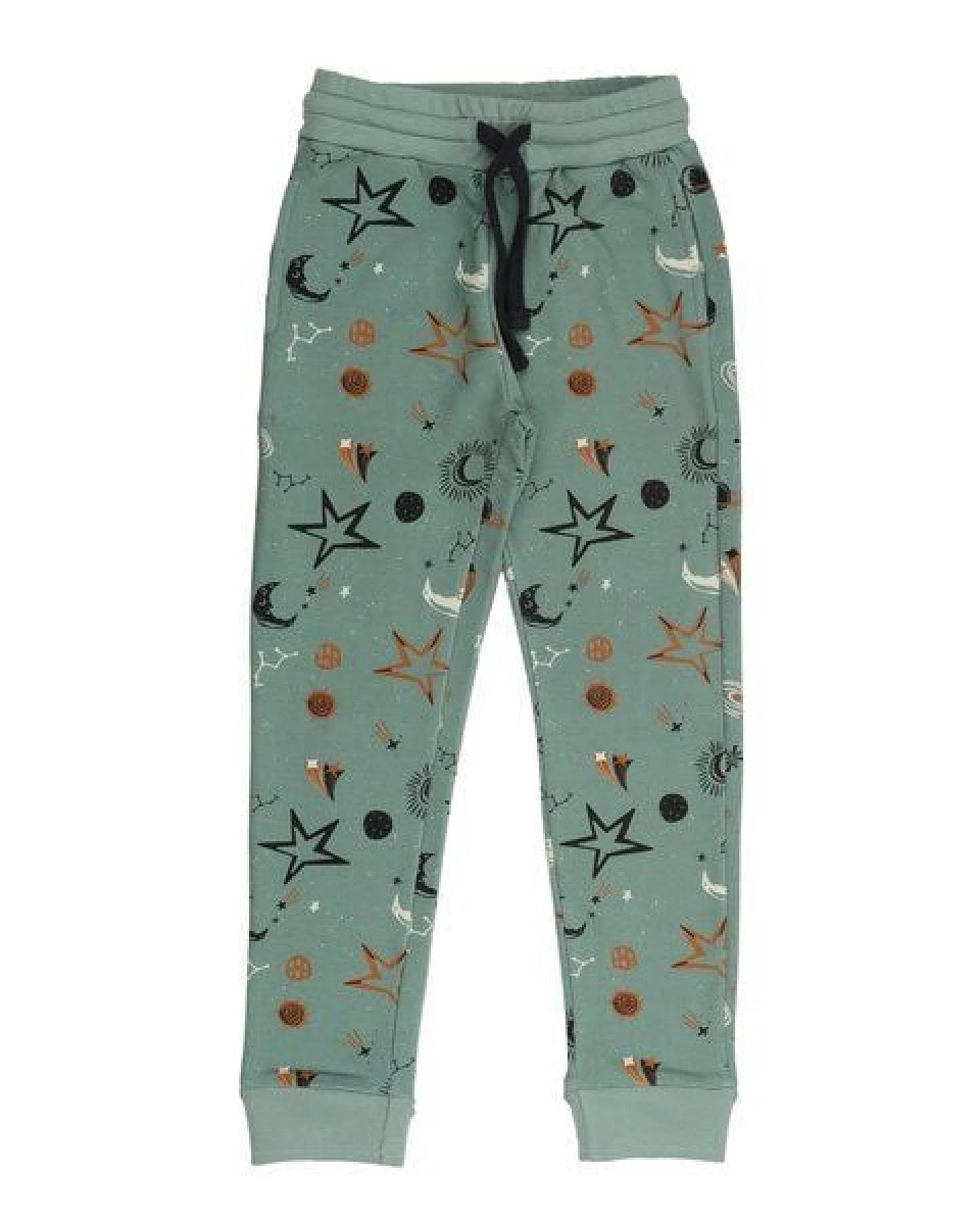 Cotokids Kinder Jogginghose GOTS-zertifiziert aus Bio-Baumwolle, Our Universe, hellgrün mit Sternen, elastischer Bund & Bündchen – Walkiddy – Ansicht 2