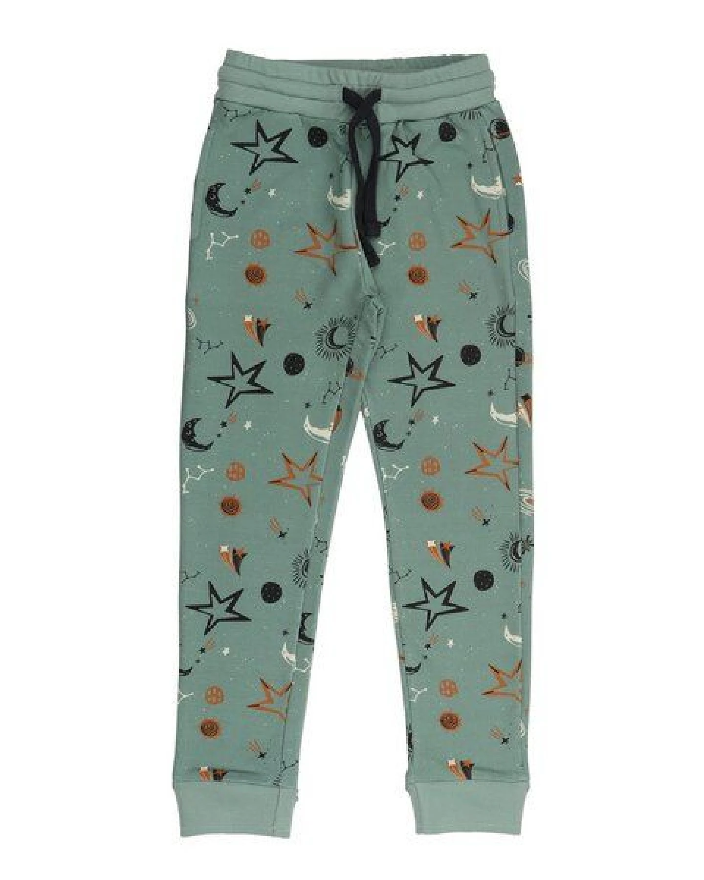 Cotokids Kinder Jogginghose GOTS-zertifiziert aus Bio-Baumwolle, Our Universe, hellgrün mit Sternen, elastischer Bund & Bündchen – Walkiddy – Ansicht 2