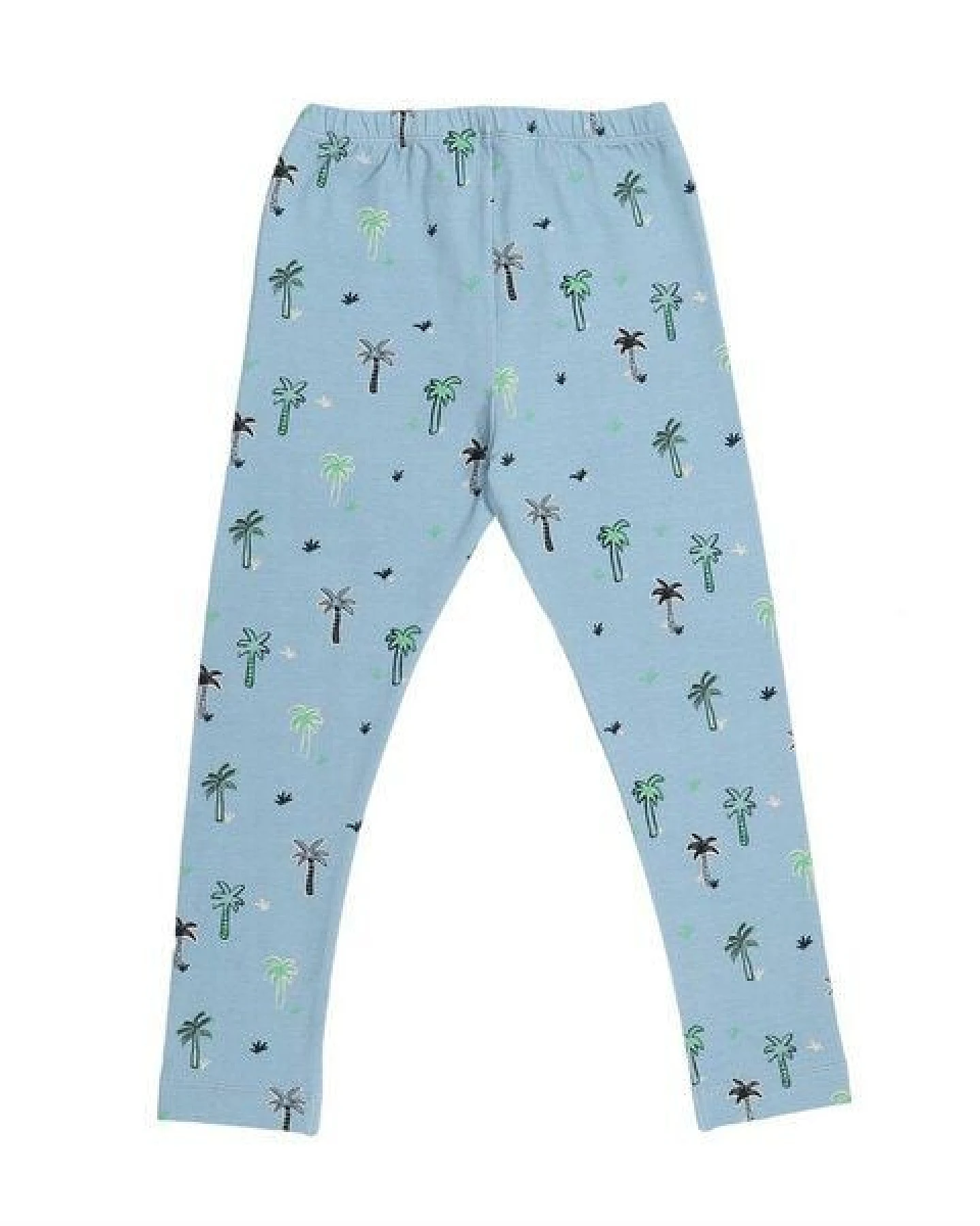 Cotokids Kinder Leggings GOTS-zertifiziert aus Bio-Baumwolle, hellblau mit Palmenprint, elastischer Bund – Walkiddy Palm 15-Leggings – Ansicht 3
