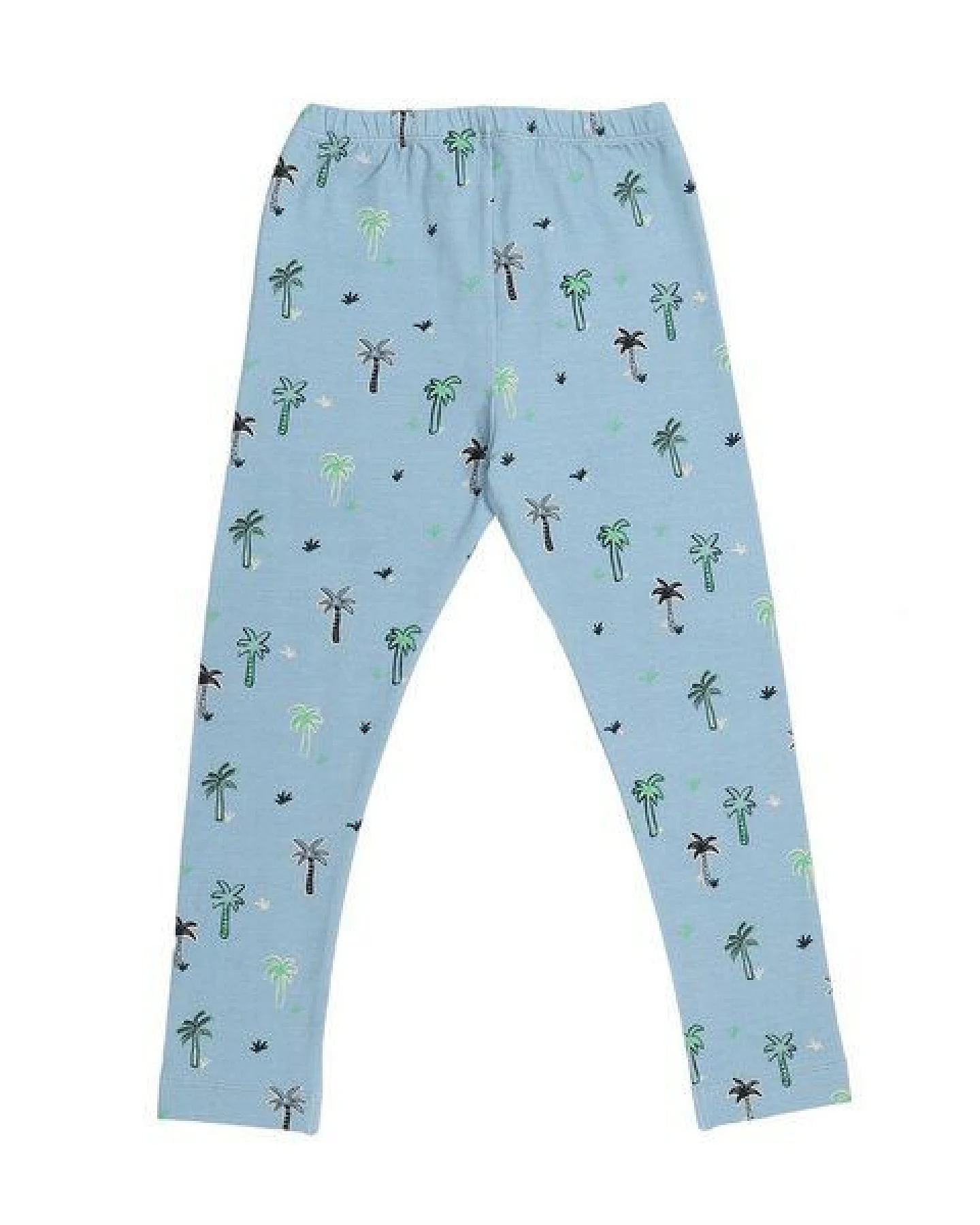 Cotokids Kinder Leggings GOTS-zertifiziert aus Bio-Baumwolle, hellblau mit Palmenprint, elastischer Bund – Walkiddy Palm 15-Leggings – Ansicht 3