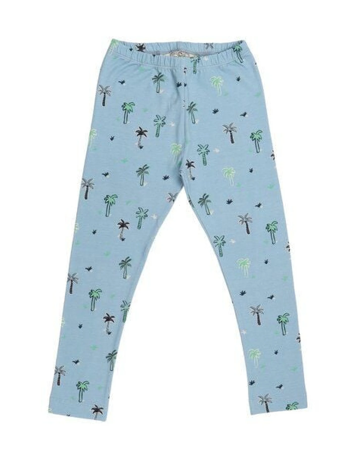 Cotokids Kinder Leggings GOTS-zertifiziert aus Bio-Baumwolle, hellblau mit Palmenprint, elastischer Bund – Walkiddy Palm 15-Leggings – Ansicht 4