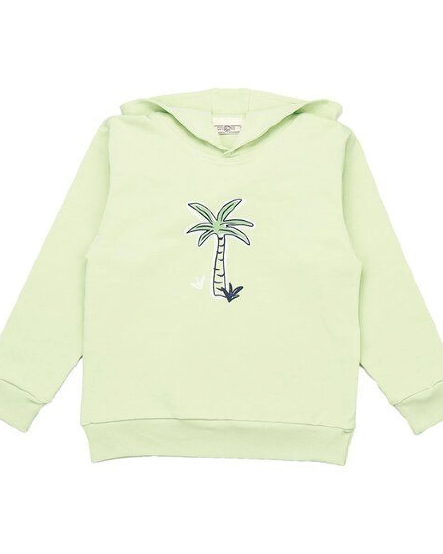 Cotokids Kinder Hoodie GOTS zertifiziert, hellgrün, Palmen-Print „Palm 15“, Bio-Baumwolle, weich – Walkiddy – Ansicht 2
