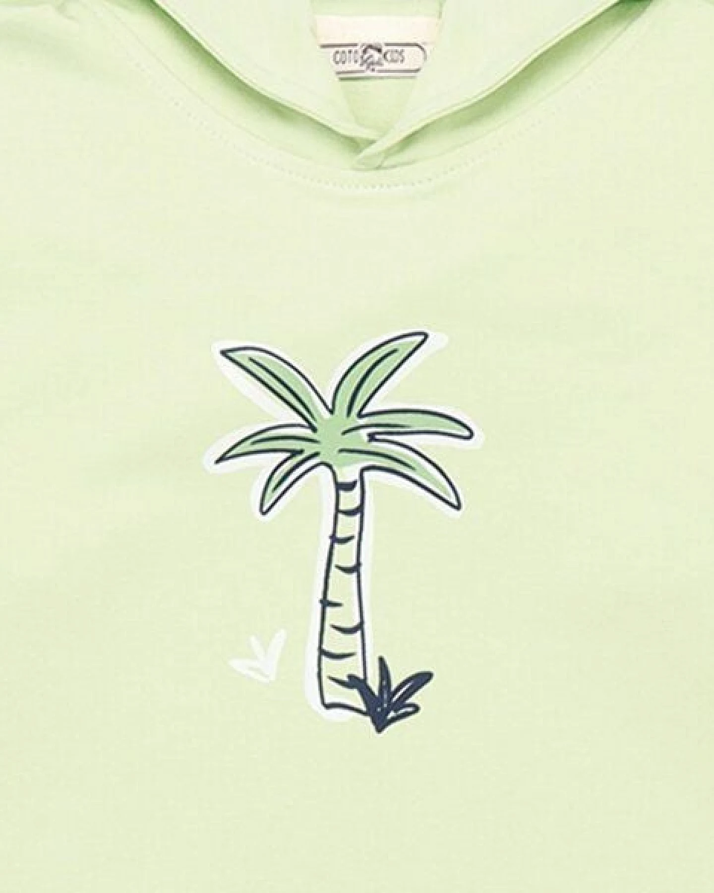 Cotokids Kinder Hoodie GOTS zertifiziert, hellgrün, Palmen-Print „Palm 15“, Bio-Baumwolle, weich – Walkiddy – Ansicht 4