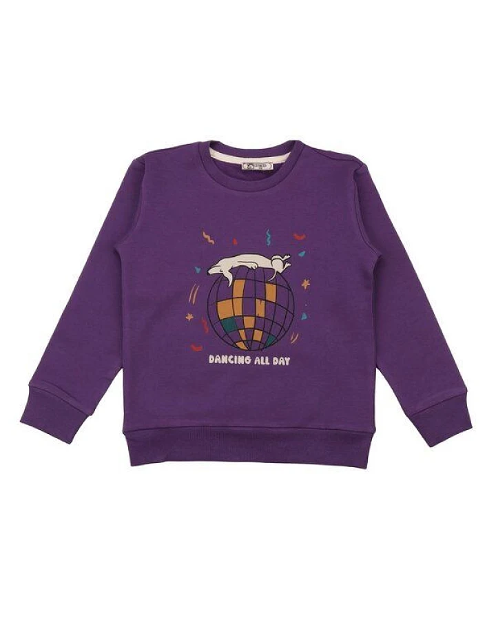 Sweatshirt Kinder Baumwolle „Party Time“ camelbraun, weiches Kuschelsweat mit Konfetti-Print für Geburtstag, Schule & Freizeit – Cotokids