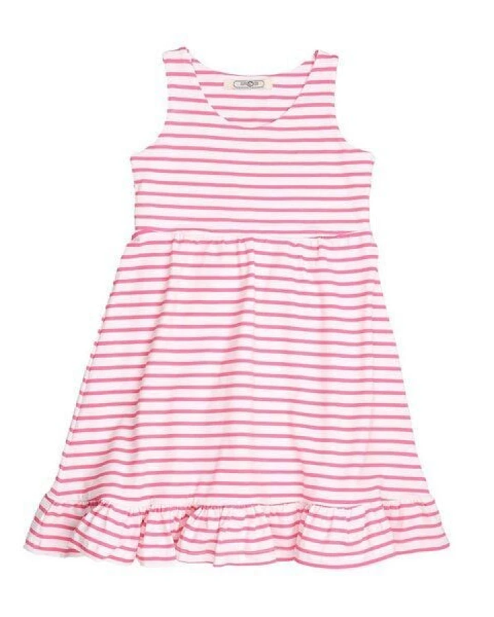 Cotokids Kinder Trägerkleid GOTS-zertifiziert aus Bio-Baumwolle, rosa-weiß gestreift, ärmellos, schwingender Rock – Walkiddy, sommerlich & bequem