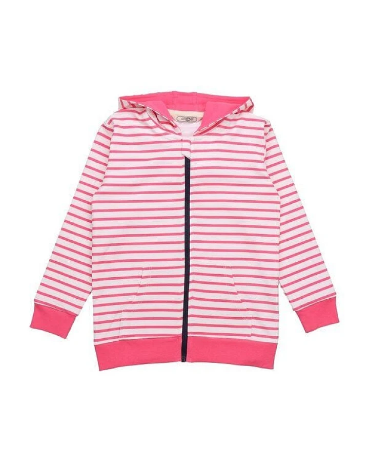 Cotokids Kinder Sweatjacke Baumwolle, Rosa-Weiß Streifen, Reißverschluss, Walkiddy
