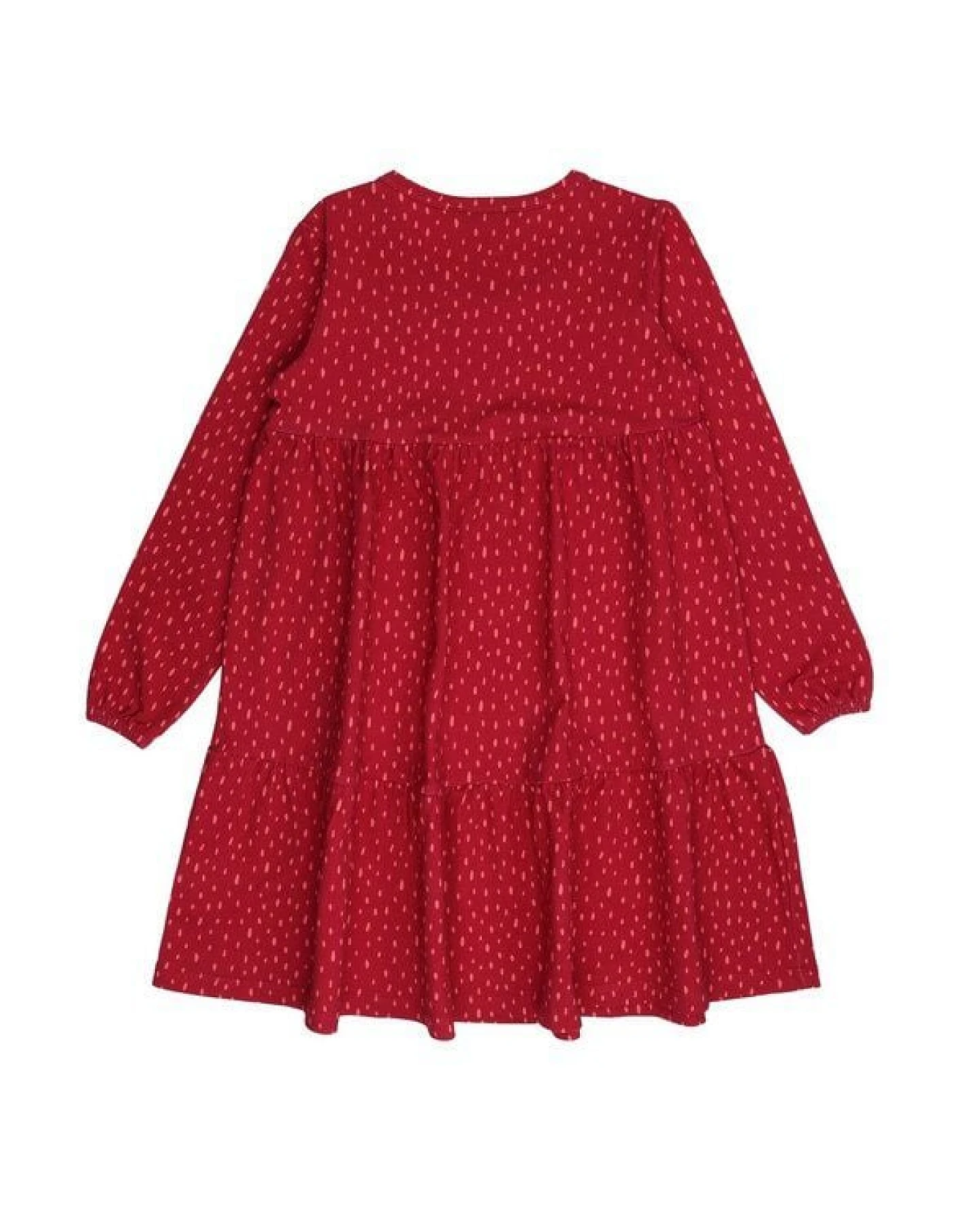 Cotokids Kinder Langarmkleid GOTS-zertifiziert aus Bio-Baumwolle, rot, weich fallender Volantrock – Walkiddy, bequemes Kleid für Alltag & Kindergarten – Ansicht 4