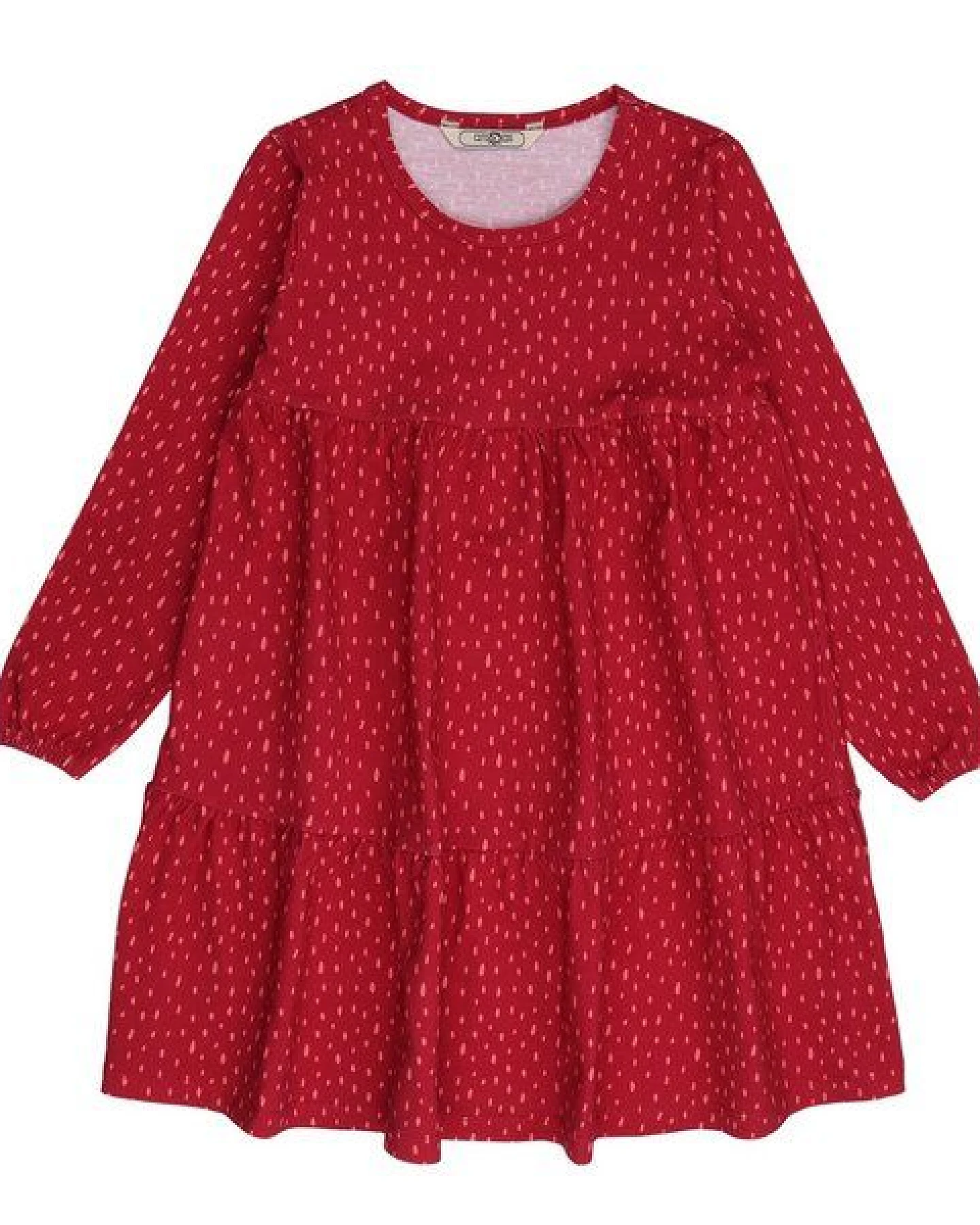 Cotokids Kinder Langarmkleid GOTS-zertifiziert aus Bio-Baumwolle, rot, weich fallender Volantrock – Walkiddy, bequemes Kleid für Alltag & Kindergarten – Ansicht 2