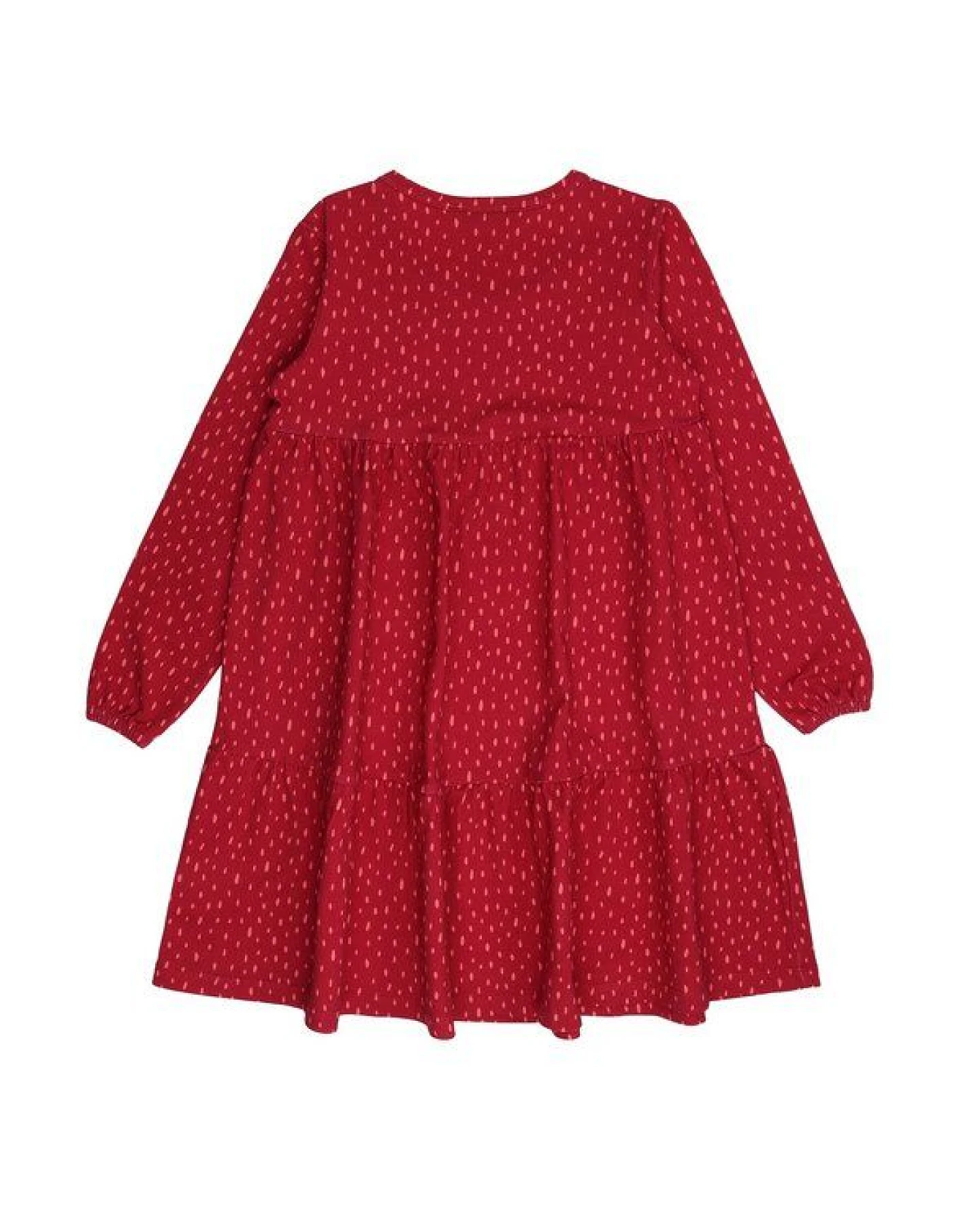 Cotokids Kinder Langarmkleid GOTS-zertifiziert aus Bio-Baumwolle, rot, weich fallender Volantrock – Walkiddy, bequemes Kleid für Alltag & Kindergarten – Ansicht 4