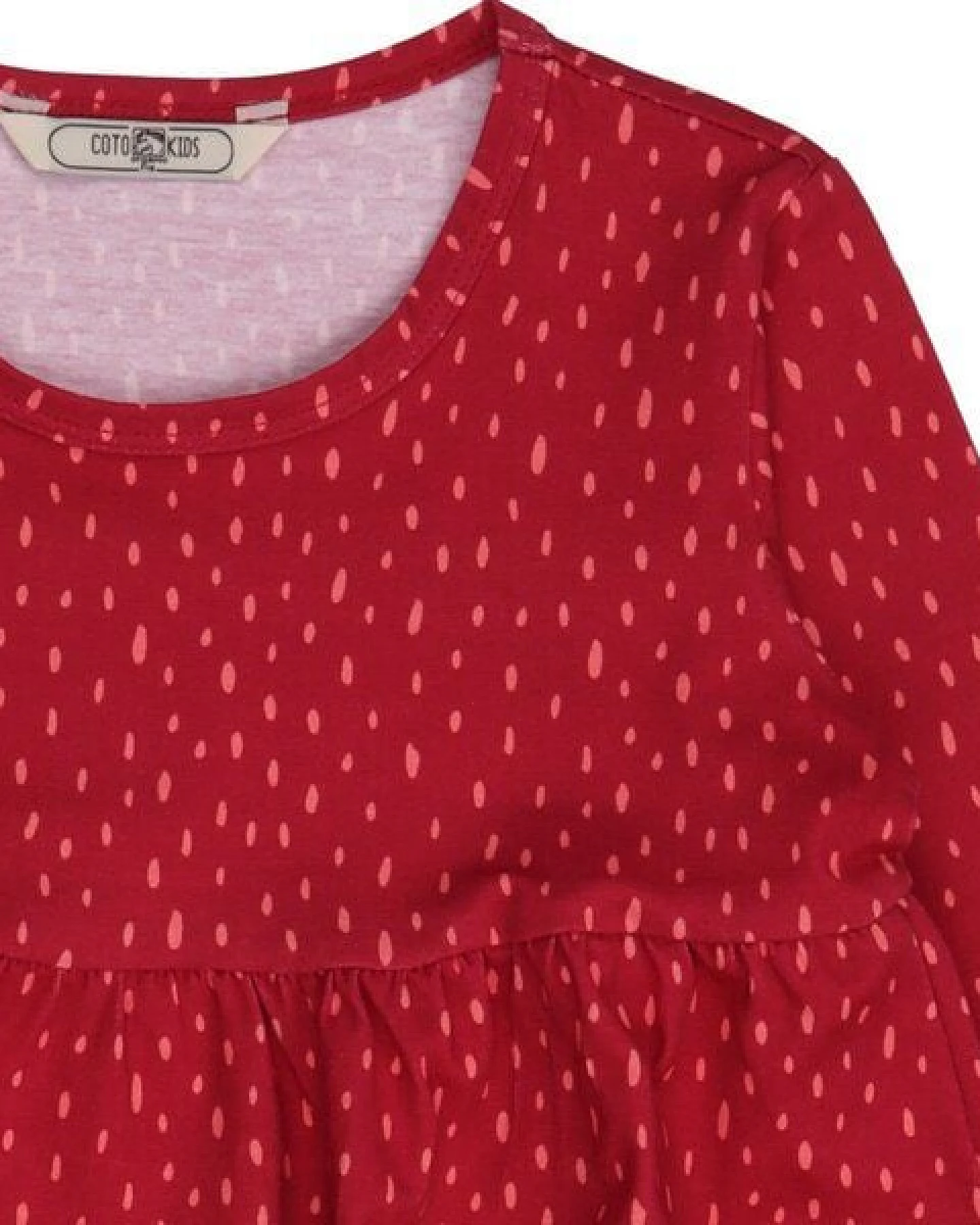 Cotokids Kinder Langarmkleid GOTS-zertifiziert aus Bio-Baumwolle, rot, weich fallender Volantrock – Walkiddy, bequemes Kleid für Alltag & Kindergarten – Ansicht 3