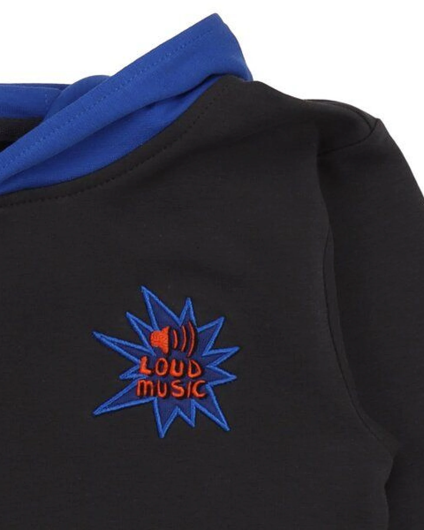 Cotokids Kinder Hoodie GOTS-zertifiziert aus Bio-Baumwolle, schwarz mit blauem Futter und Motiv – Walkiddy, Kapuzenpullover weich & alltagstauglich – Ansicht 3