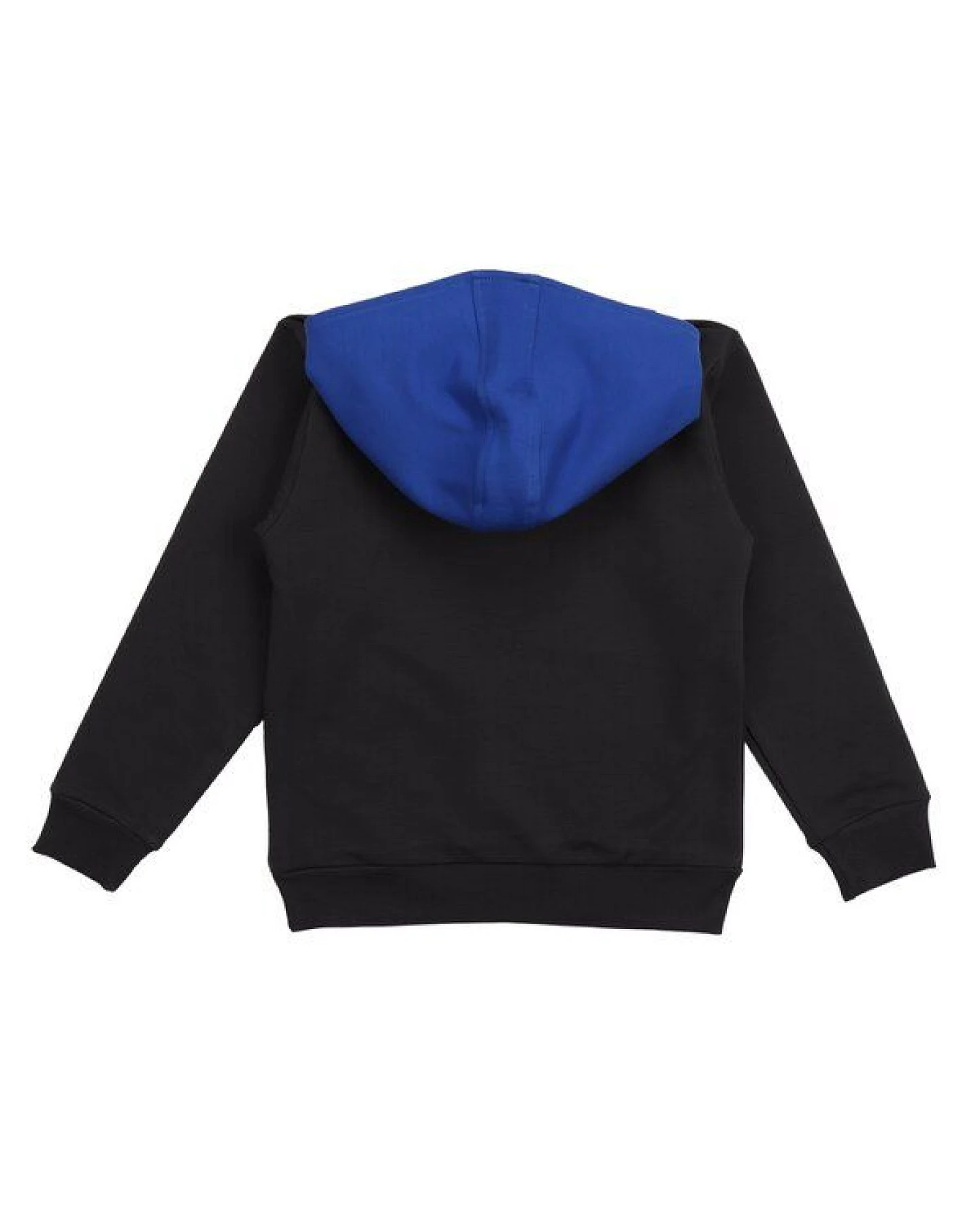 Cotokids Kinder Hoodie GOTS-zertifiziert aus Bio-Baumwolle, schwarz mit blauem Futter und Motiv – Walkiddy, Kapuzenpullover weich & alltagstauglich – Ansicht 4