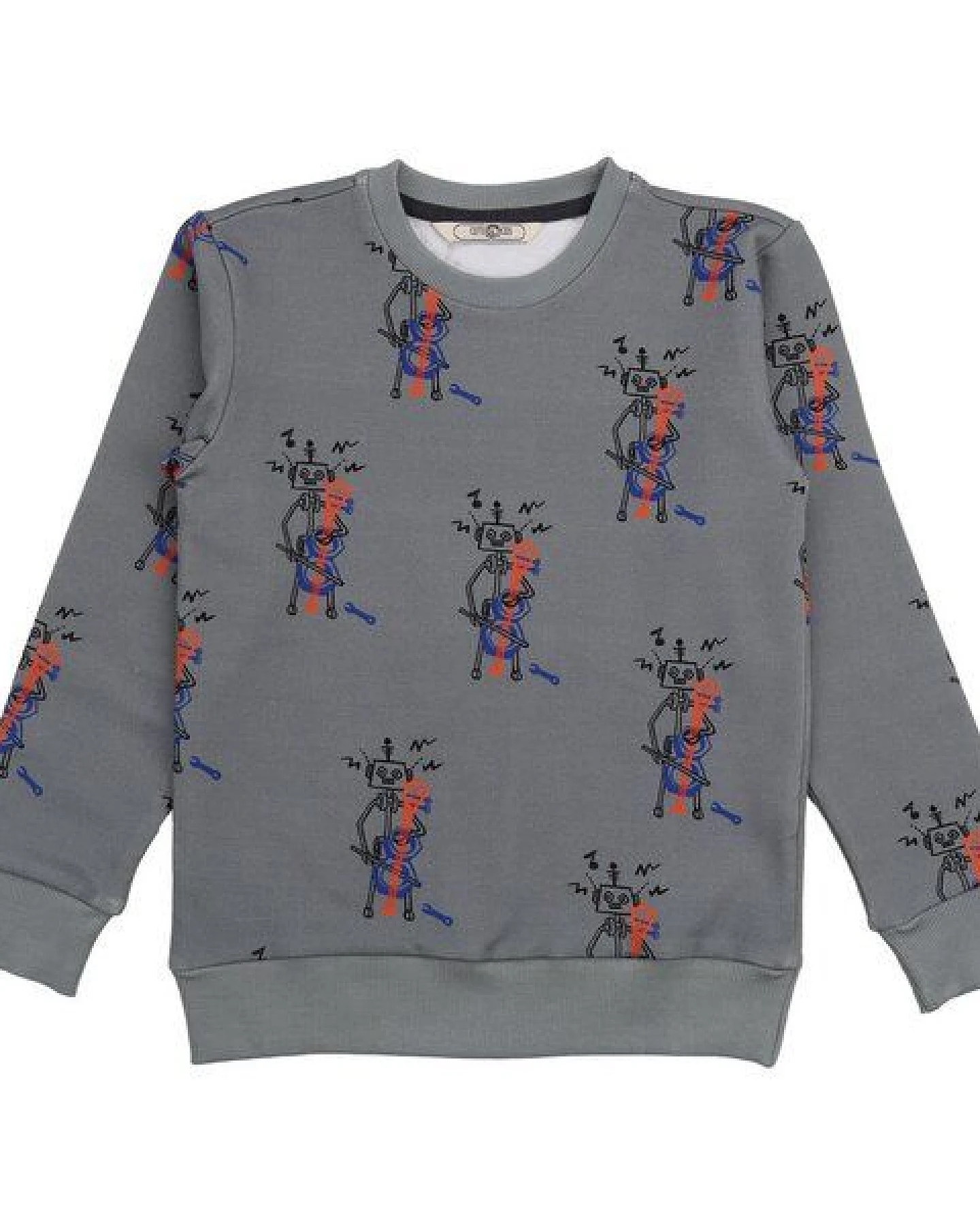 Cotokids Kinder Sweatshirt GOTS zertifiziert, Bio-Baumwolle, grau, „Recycling Melody“, Allover-Print, weich – Walkiddy – Ansicht 2