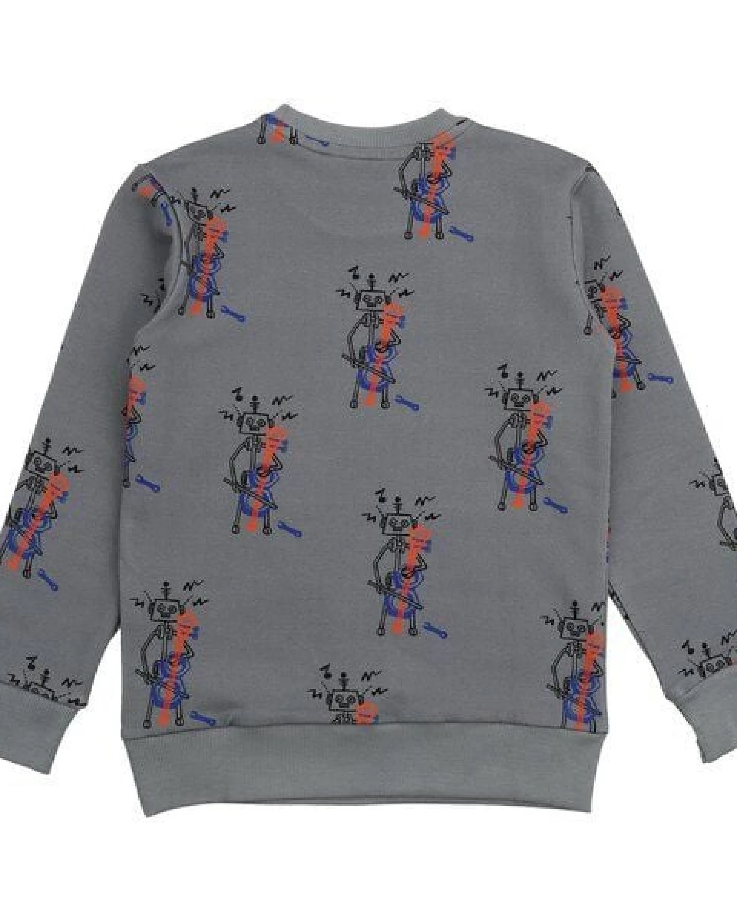 Cotokids Kinder Sweatshirt GOTS zertifiziert, Bio-Baumwolle, grau, „Recycling Melody“, Allover-Print, weich – Walkiddy – Ansicht 4
