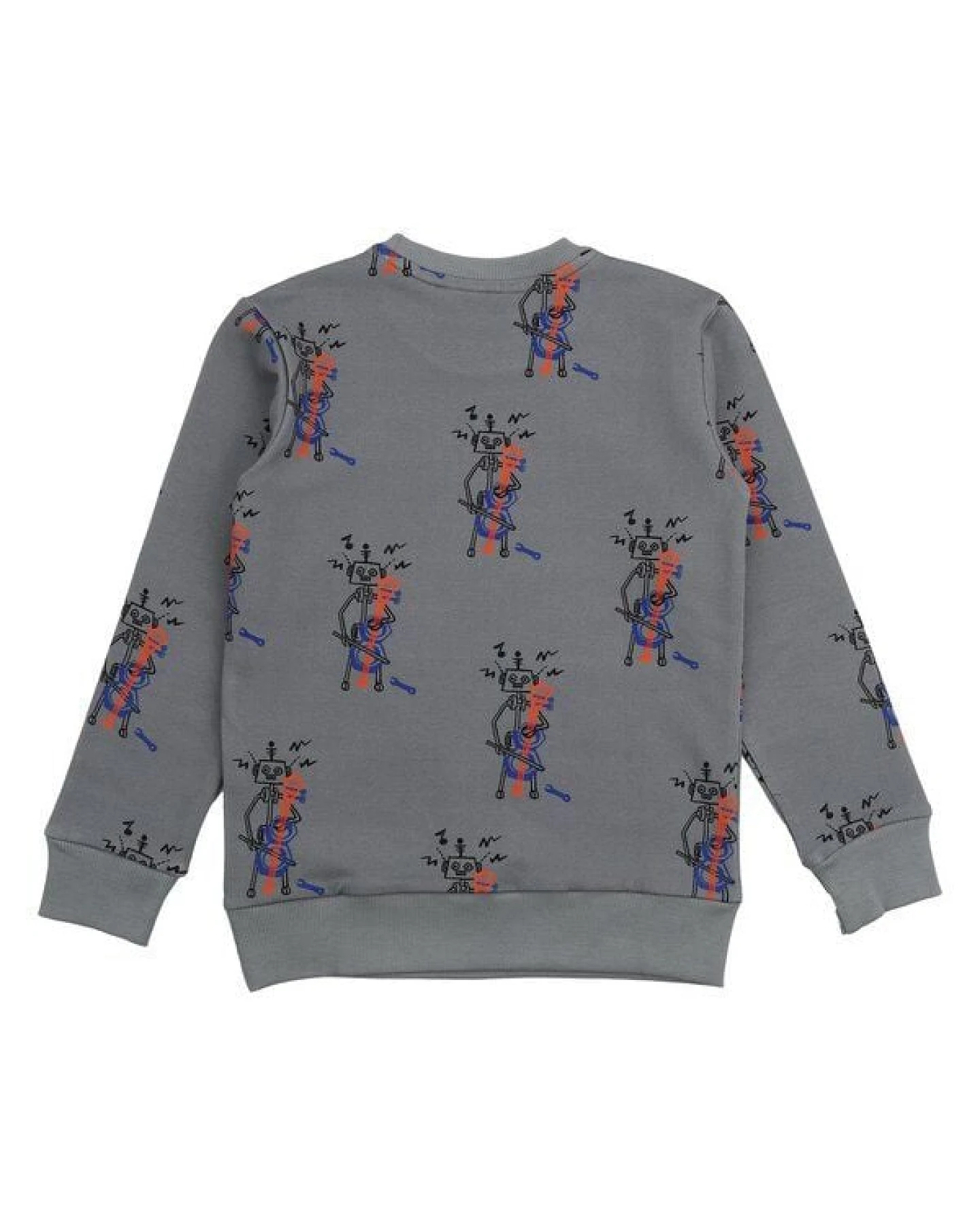 Cotokids Kinder Sweatshirt GOTS zertifiziert, Bio-Baumwolle, grau, „Recycling Melody“, Allover-Print, weich – Walkiddy – Ansicht 4