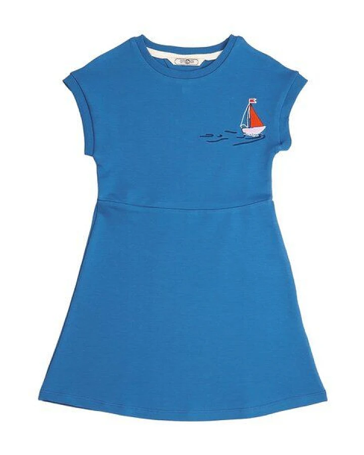 Cotokids Kinder Kleid GOTS-zertifiziert aus Bio-Baumwolle, blau mit Segelboot-Motiv – Walkiddy, leicht, weich, nachhaltig & fair produziert