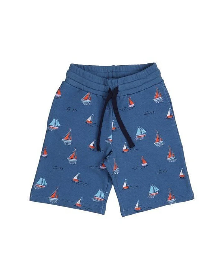 Cotokids Kinder Shorts Baumwolle, Blau, Segelboot-Muster, Walkiddy