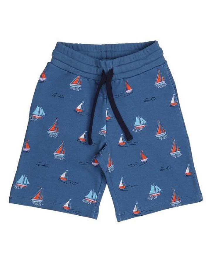 Cotokids Kinder Shorts Baumwolle, Blau, Segelboot-Muster, Walkiddy