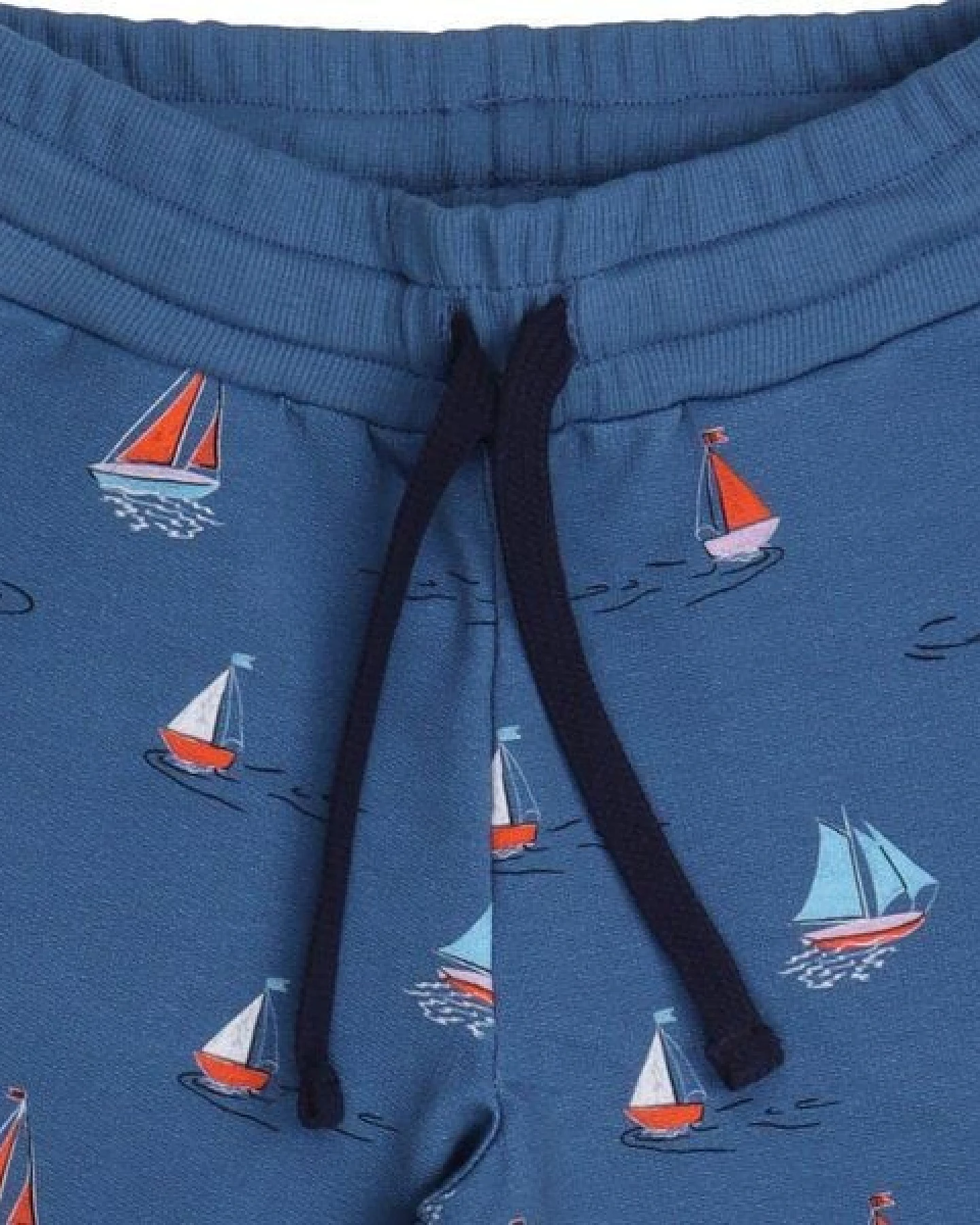 Cotokids Kinder Shorts Baumwolle, Blau, Segelboot-Muster, Walkiddy – Ansicht 4