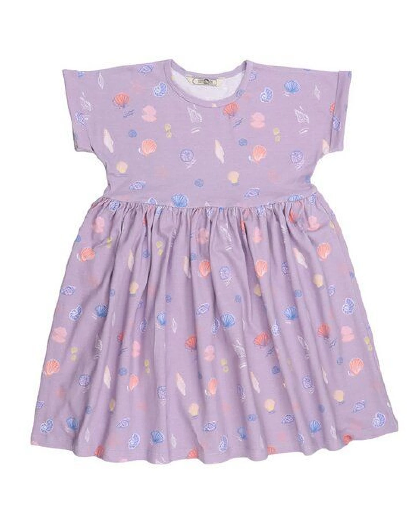 Cotokids Kinder Kleid GOTS-zertifiziert aus Bio-Baumwolle lila mit Muschel-Motiv – Walkiddy – Ansicht 4