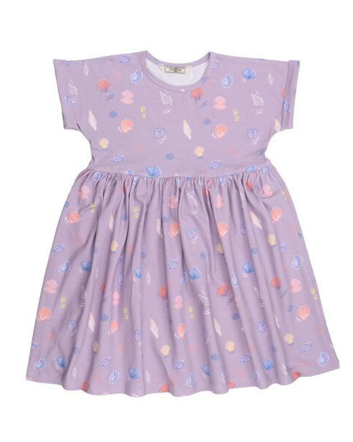 Cotokids Kinder Kleid GOTS-zertifiziert aus Bio-Baumwolle lila mit Muschel-Motiv – Walkiddy – Ansicht 2
