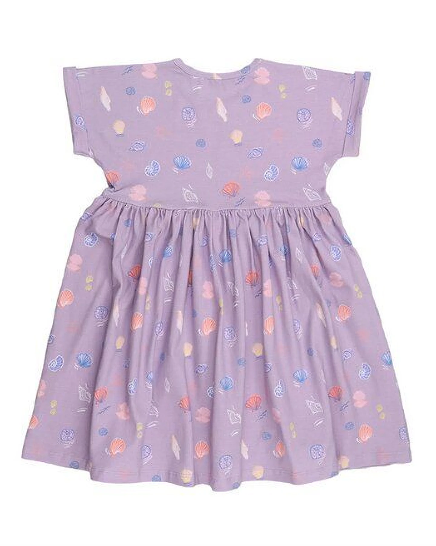 Cotokids Kinder Kleid GOTS-zertifiziert aus Bio-Baumwolle lila mit Muschel-Motiv – Walkiddy – Ansicht 3