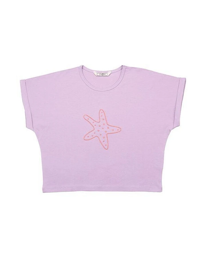Cotokids Kinder T-Shirt GOTS-zertifiziert aus Bio-Baumwolle, lila mit Muschelmotiv, kurzarm – Walkiddy, weich & sommerlich