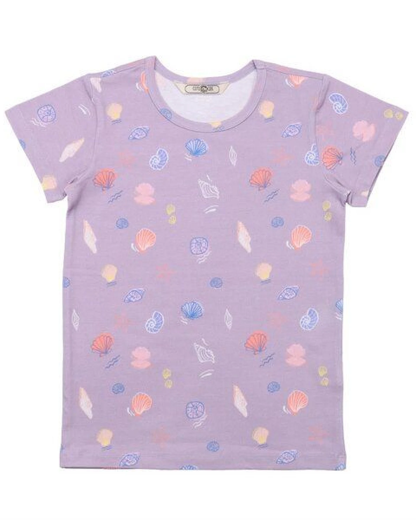 Cotokids Kinder T-Shirt – Flieder mit Muschel-Print, weich & bequem, Sommer-Shirt, Kurzarm – Ansicht 2