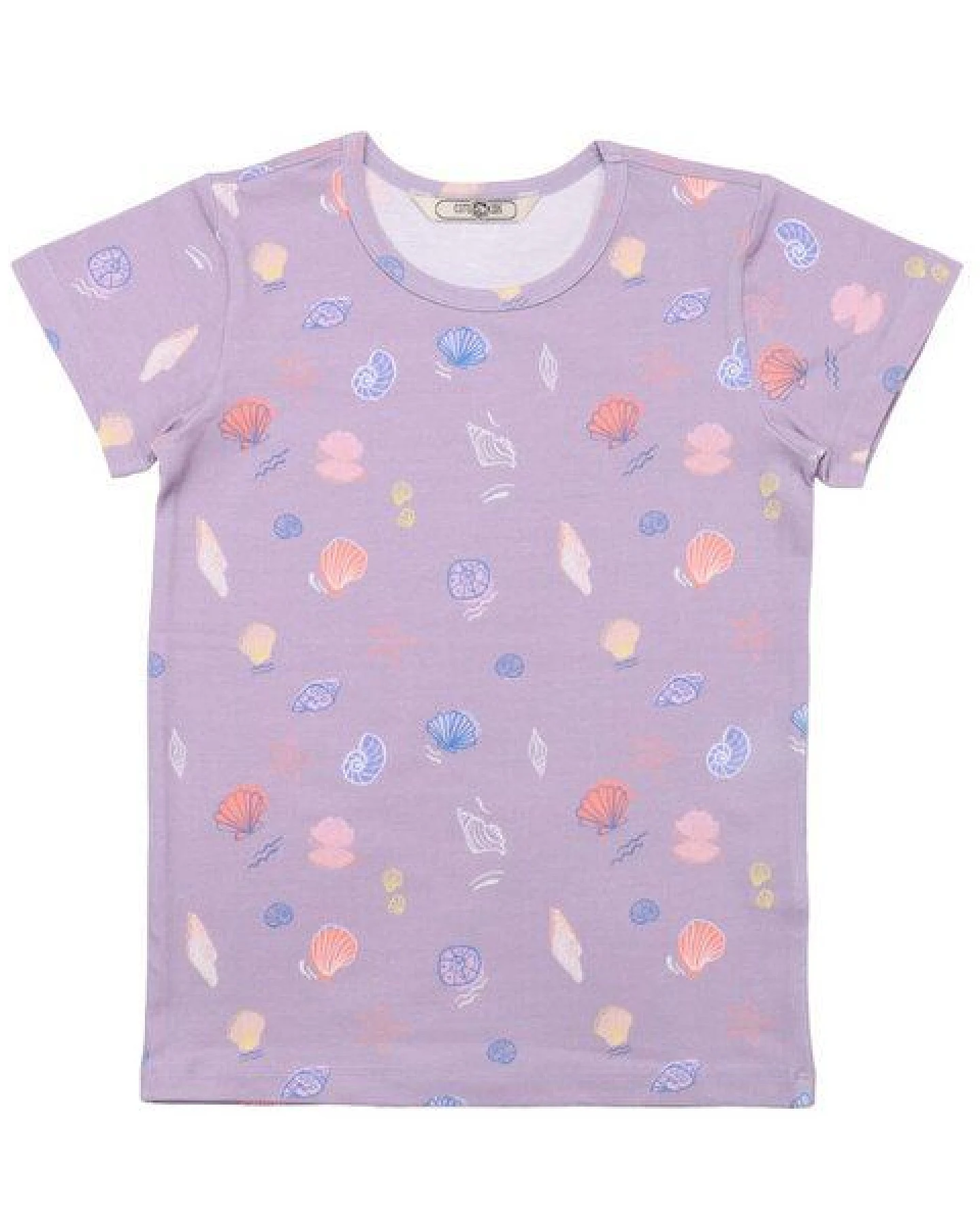 Cotokids Kinder T-Shirt – Flieder mit Muschel-Print, weich & bequem, Sommer-Shirt, Kurzarm – Ansicht 4