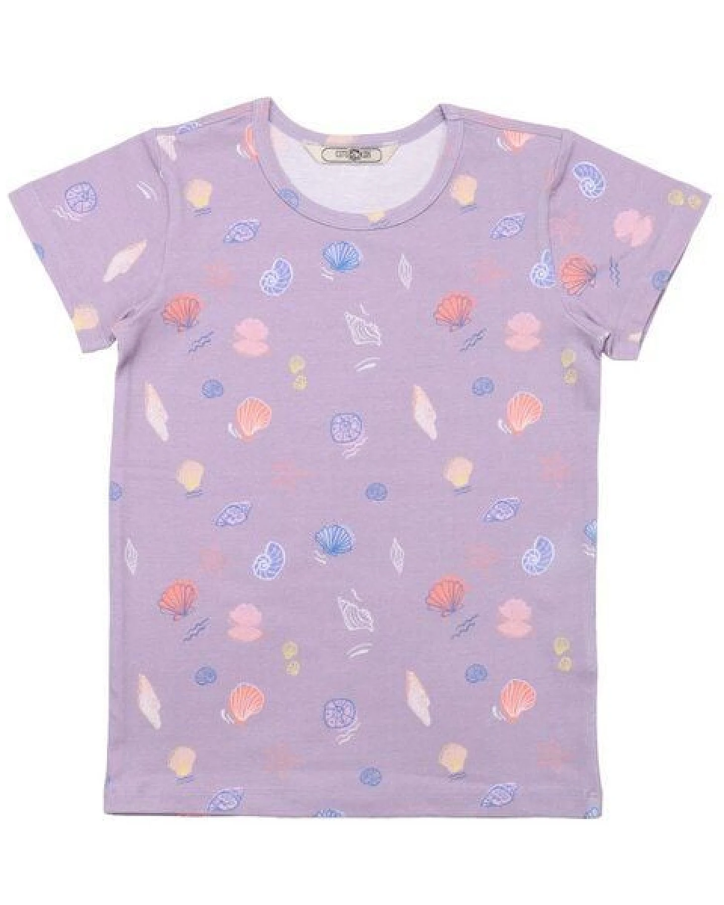 Cotokids Kinder T-Shirt – Flieder mit Muschel-Print, weich & bequem, Sommer-Shirt, Kurzarm – Ansicht 4