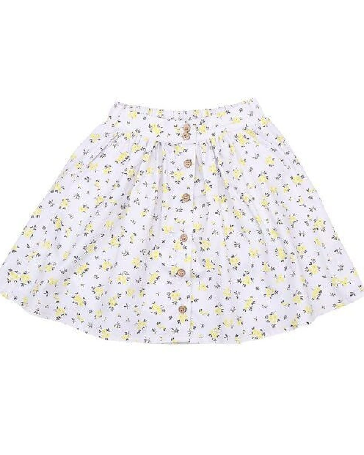 Cotokids Kinder Rock GOTS-zertifiziert aus Bio-Baumwolle, weiß mit gelben Blumen, elastischer Bund, leicht & sommerlich – Walkiddy – Ansicht 4