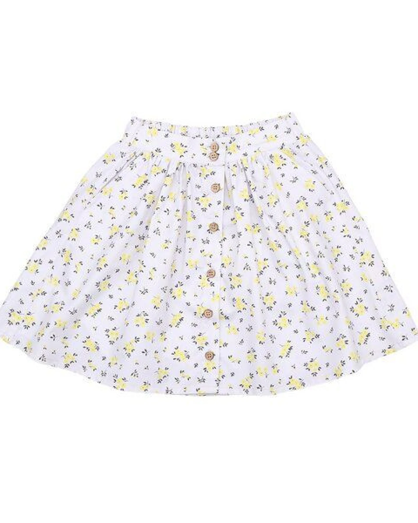 Cotokids Kinder Rock GOTS-zertifiziert aus Bio-Baumwolle, weiß mit gelben Blumen, elastischer Bund, leicht & sommerlich – Walkiddy – Ansicht 4