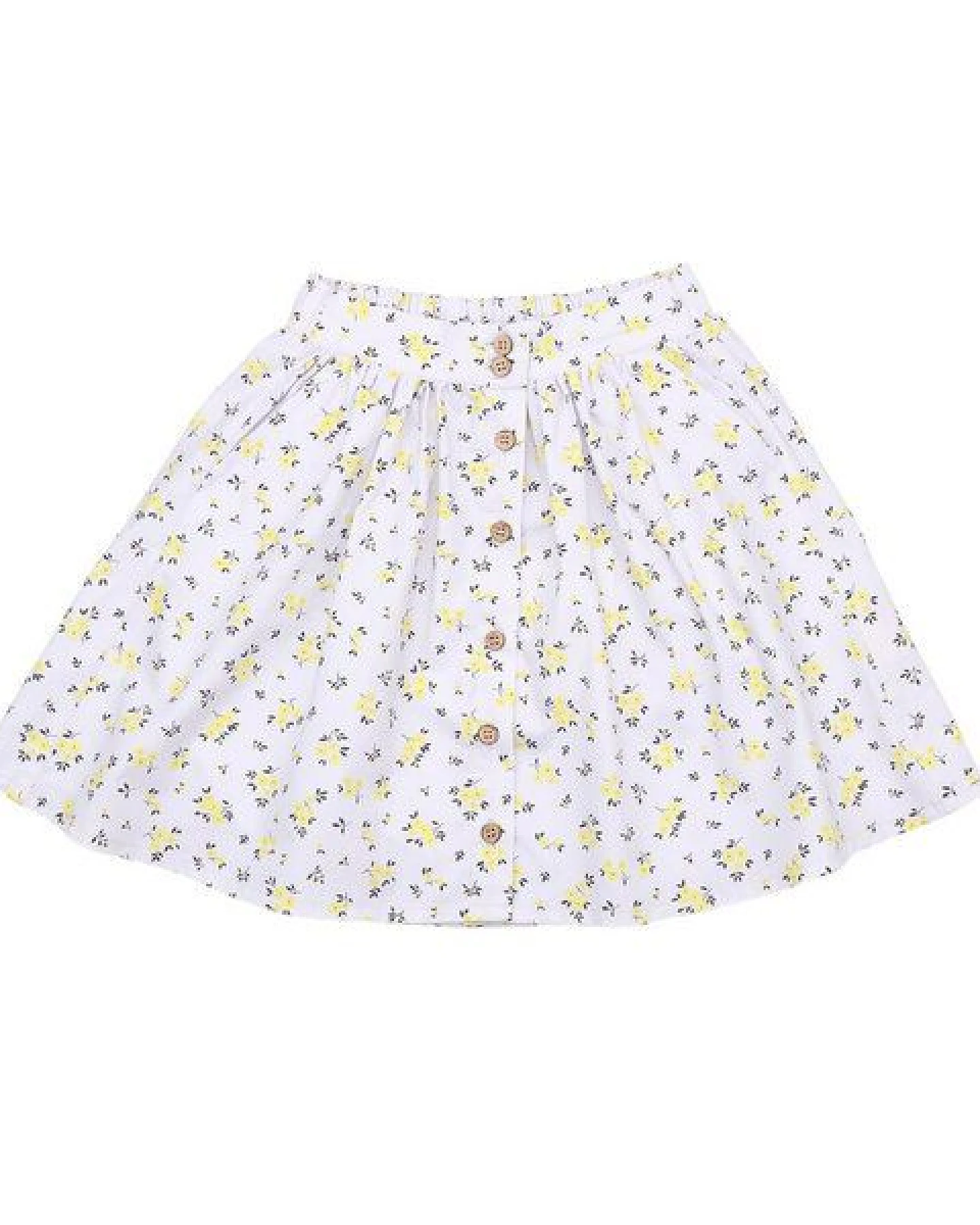 Cotokids Kinder Rock GOTS-zertifiziert aus Bio-Baumwolle, weiß mit gelben Blumen, elastischer Bund, leicht & sommerlich – Walkiddy – Ansicht 2